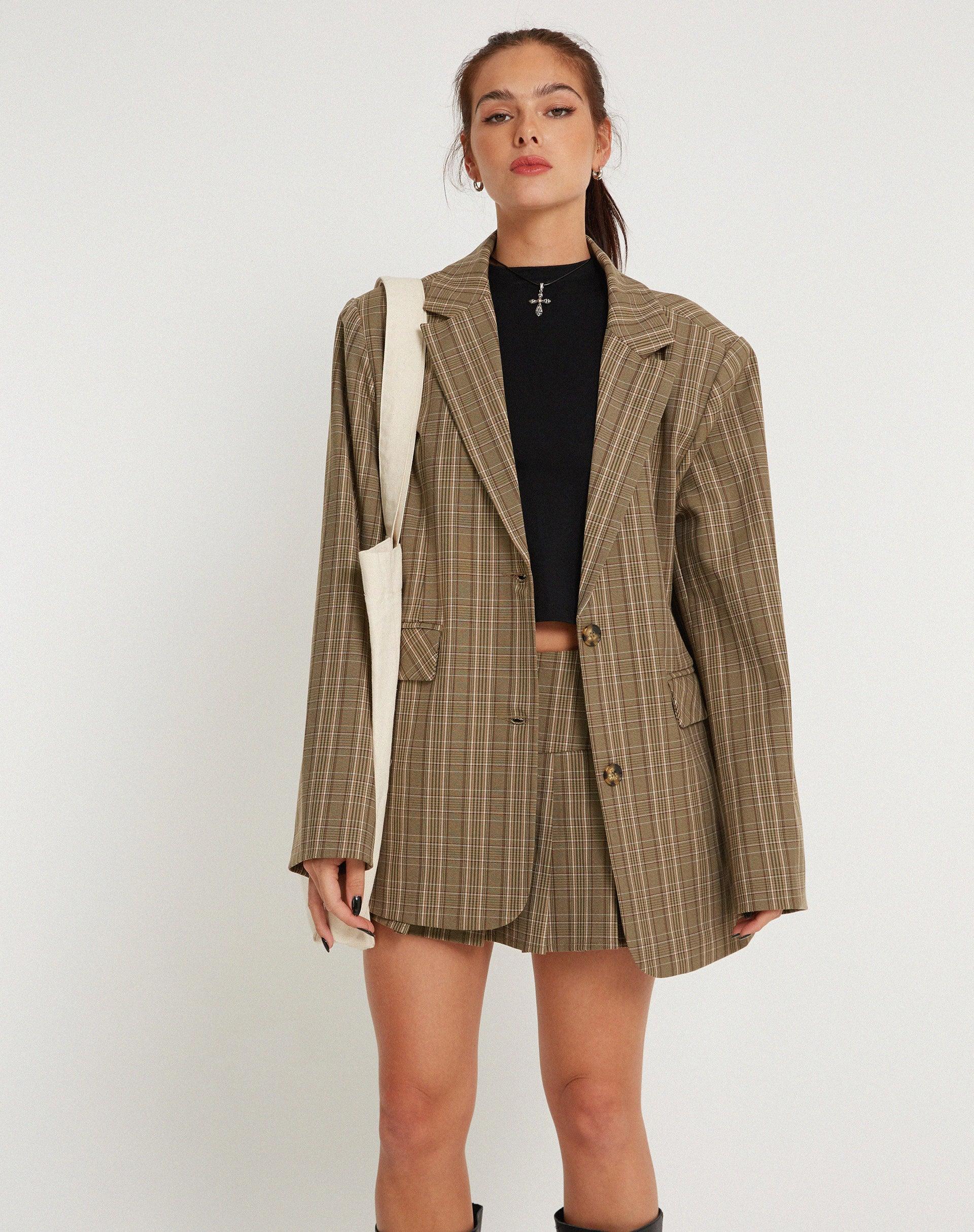 Maiwa Blazer in Check Brown Product Image