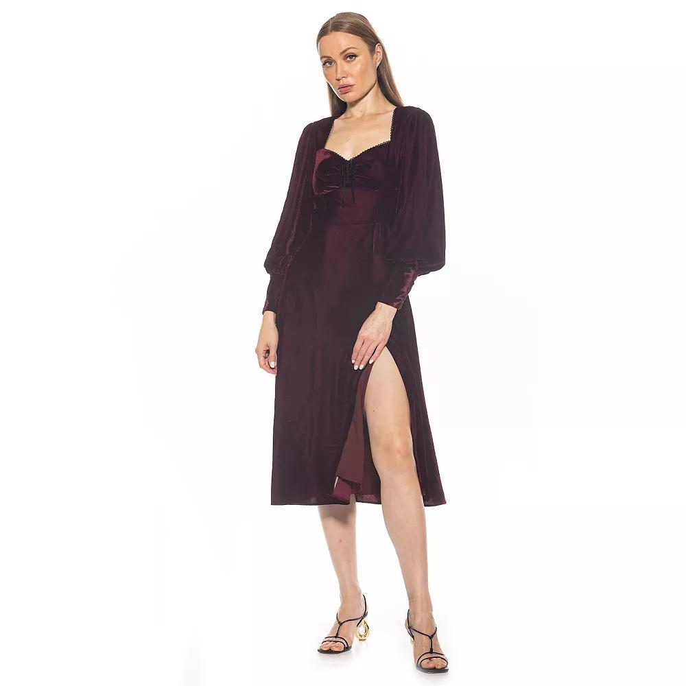 Women's ALEXIA ADMOR Willa Long Bubble Sleeve Fit And Flare Dress,  Product Image
