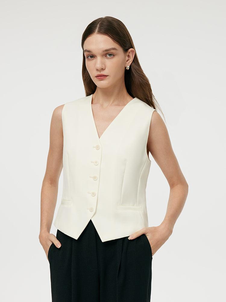 Worsted Wool Single-Breasted Women Vest Product Image