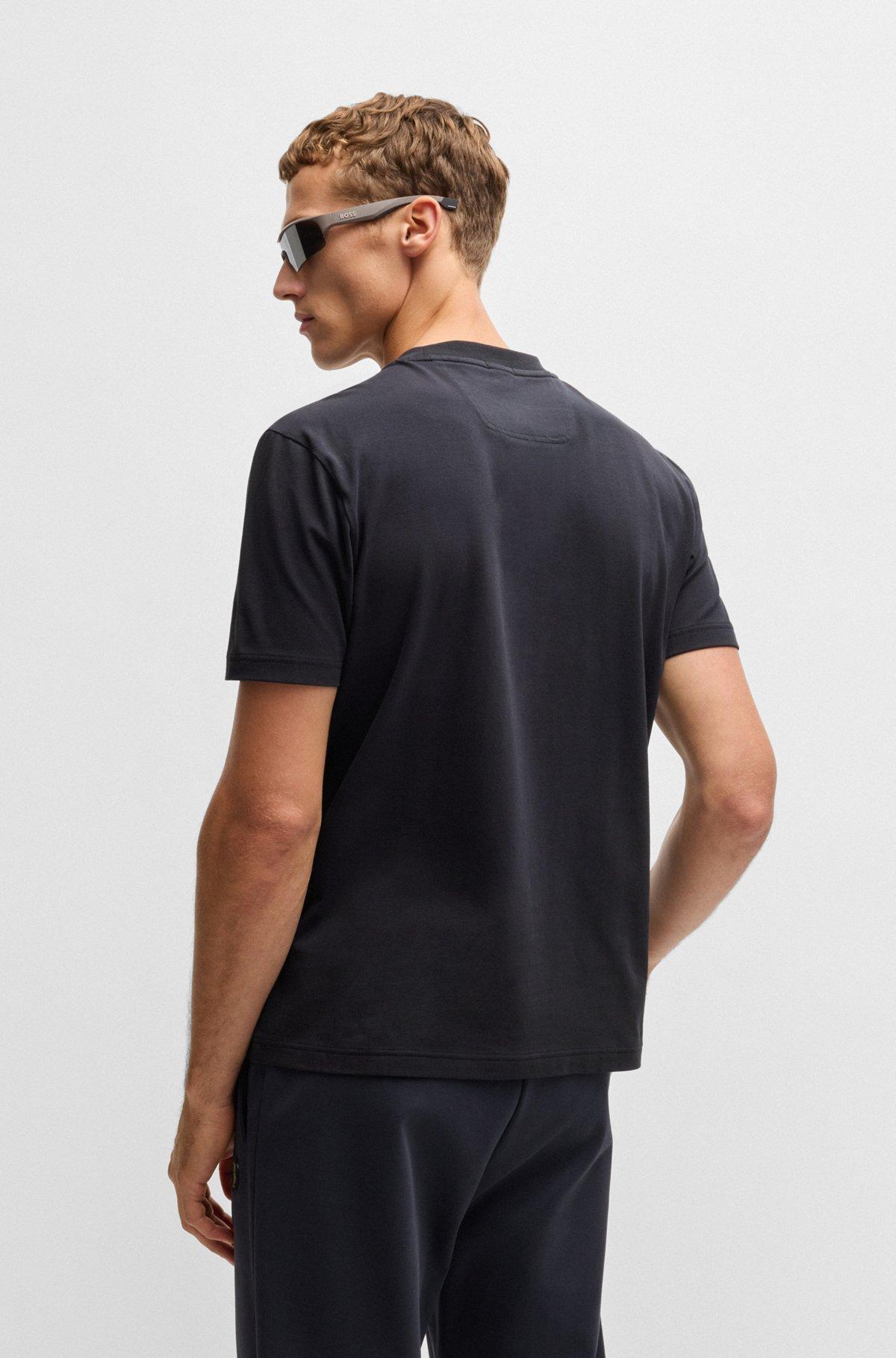 BOSS - Stretch-cotton T-shirt with large logo - Dark Blue Product Image