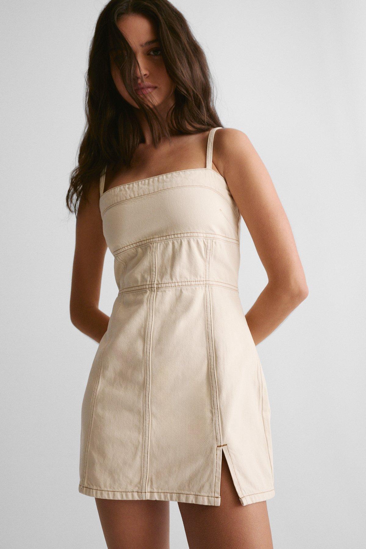The Denim Strappy Mini Dress Product Image
