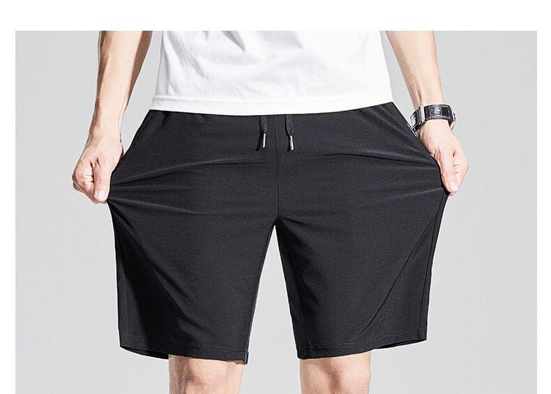 Drawstring Waist Plain Shorts Product Image