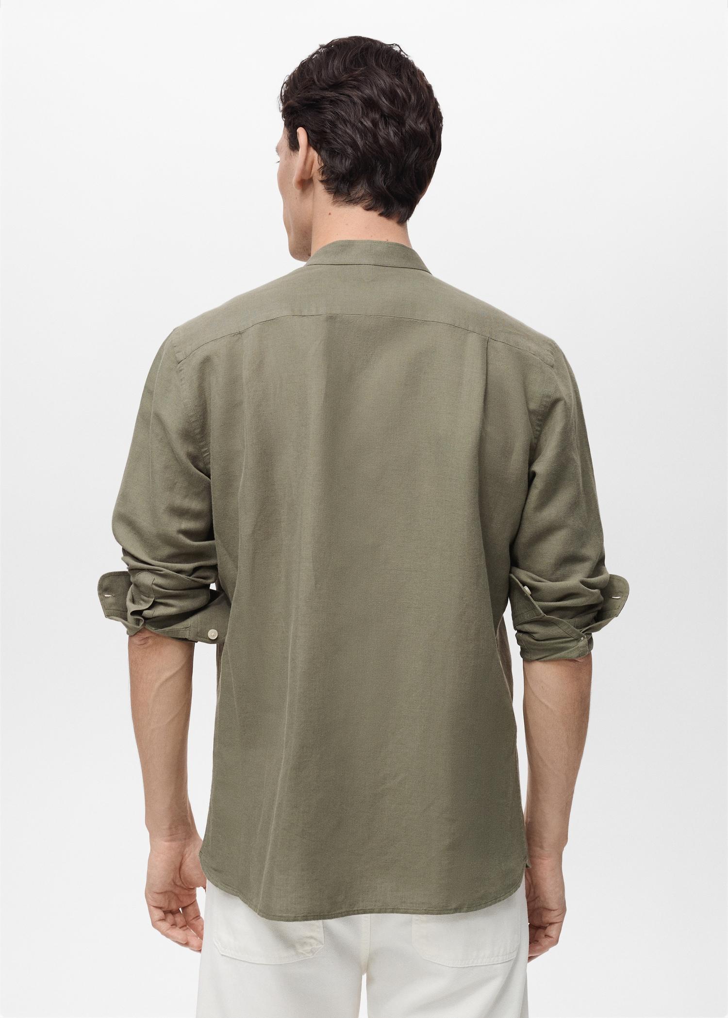 Mao collar linen shirt - Men | MANGO USA Product Image
