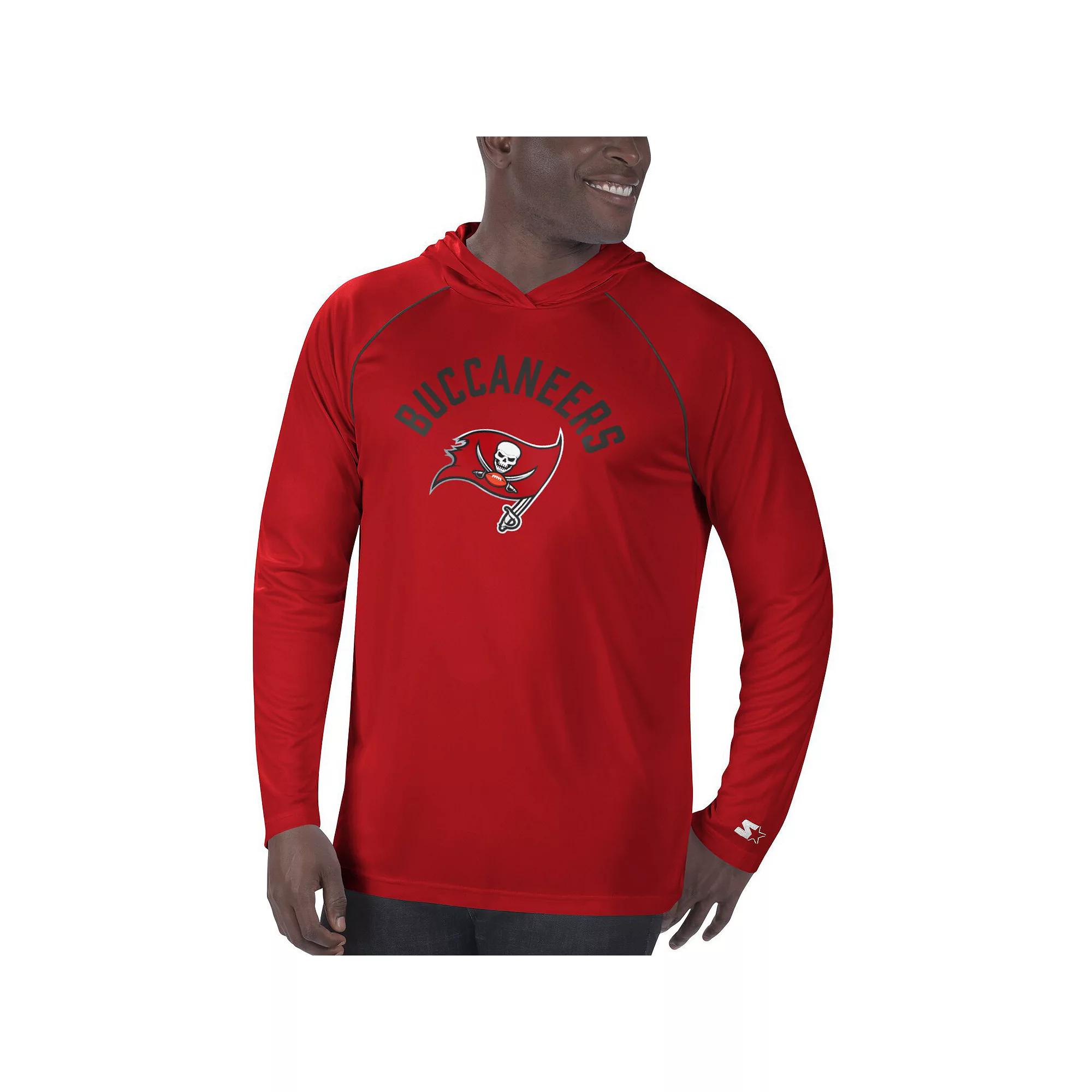 Men's Starter Red Tampa Bay Buccaneers Raglan Long Sleeve Hoodie T-Shirt,  Product Image