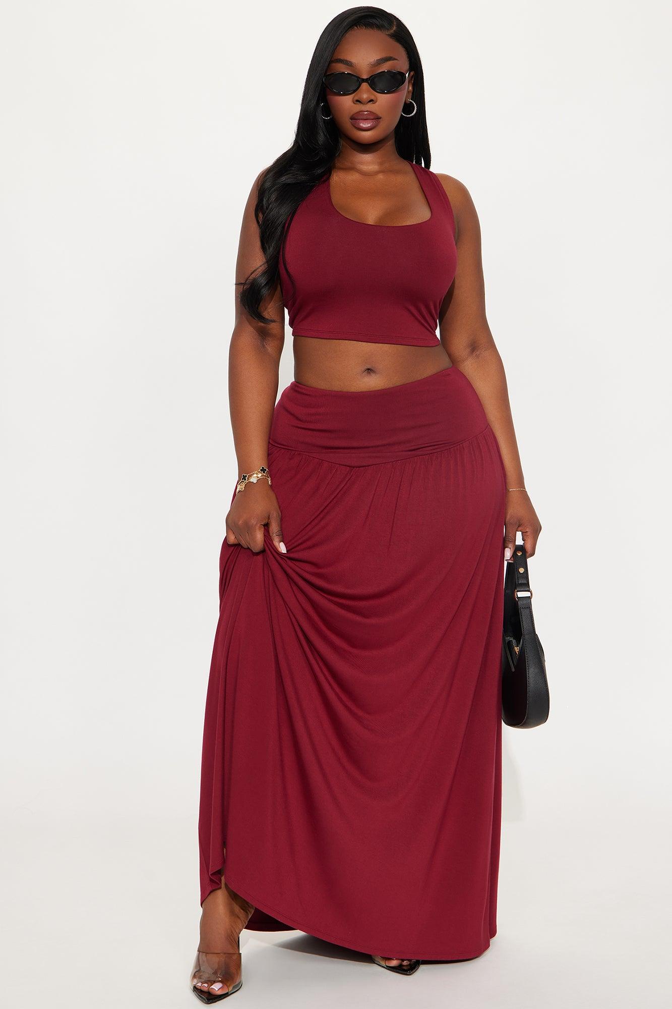 Ashton Maxi Skirt Set - Burgundy Product Image