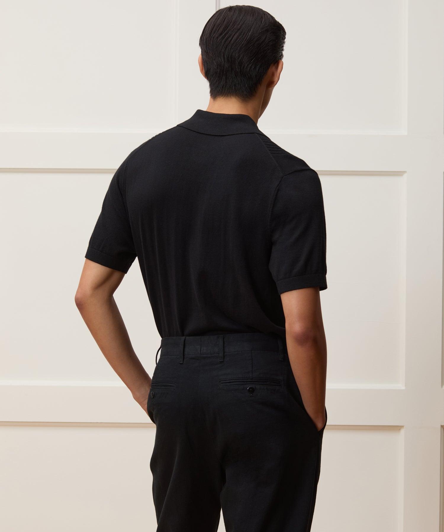 Silk-Cotton Ribbed Full-Placket Sweater Polo Product Image