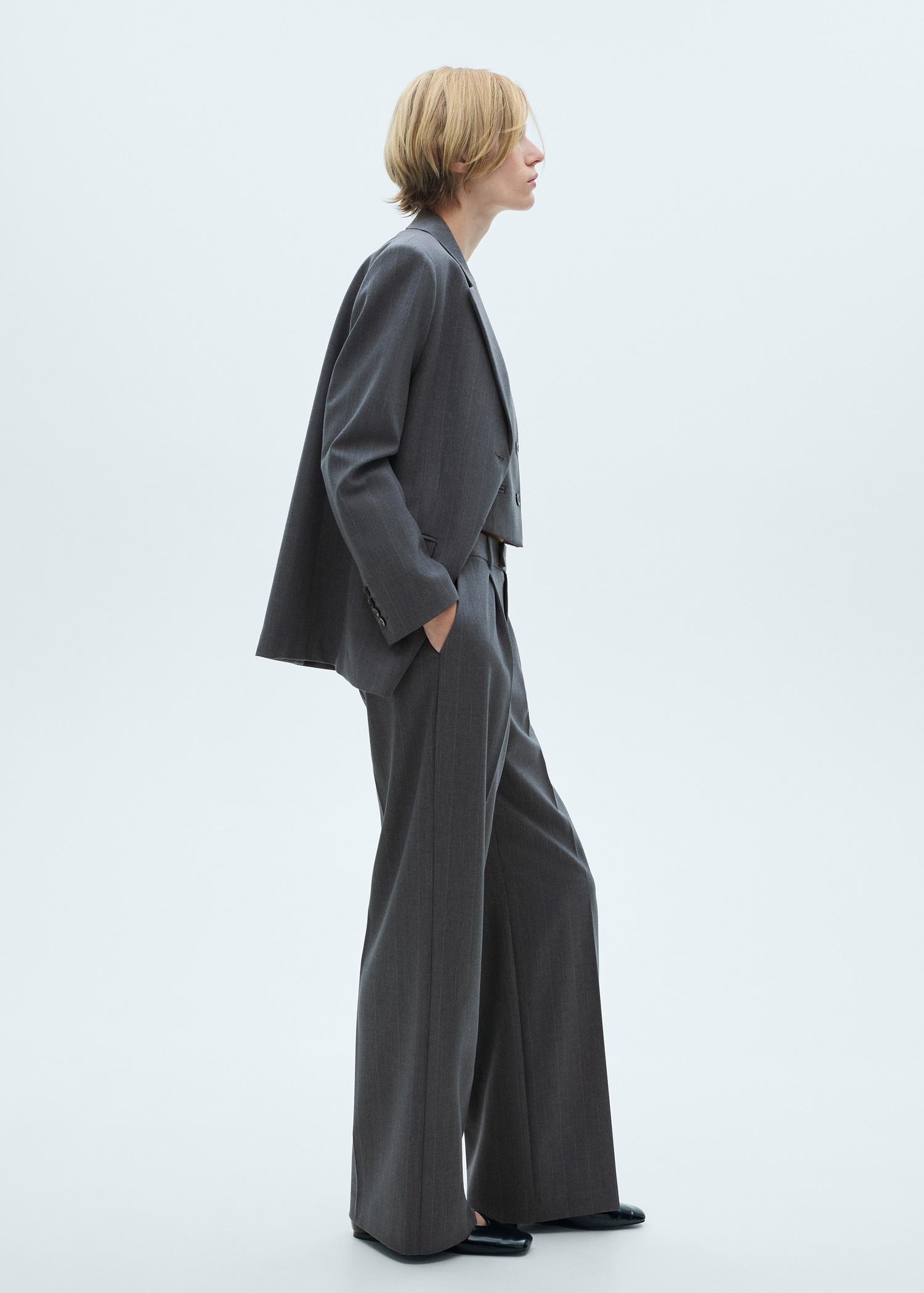 Pinstripe suit trousers - Women | MANGO USA Product Image