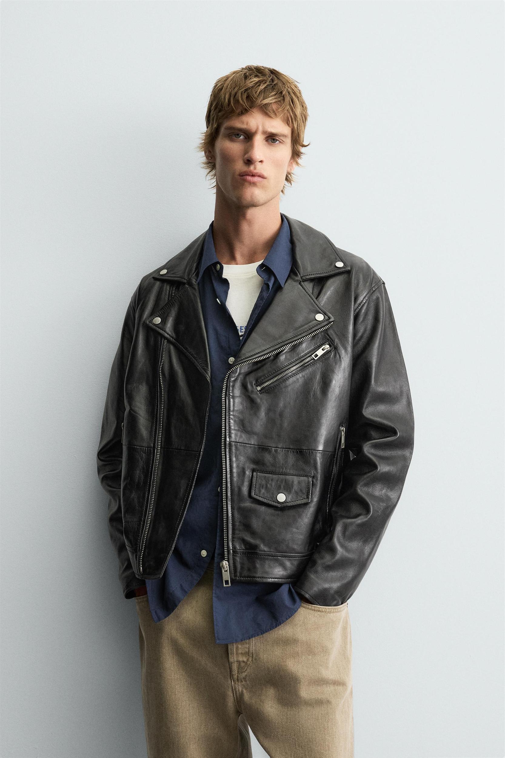 LEATHER BIKER JACKET Product Image