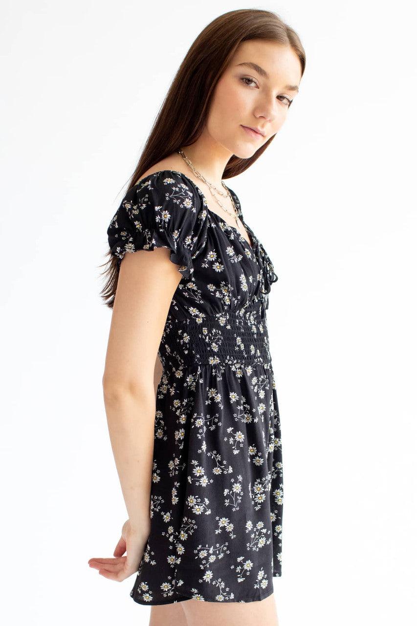 Sunflower Smocked Waist Romper 1 Product Image