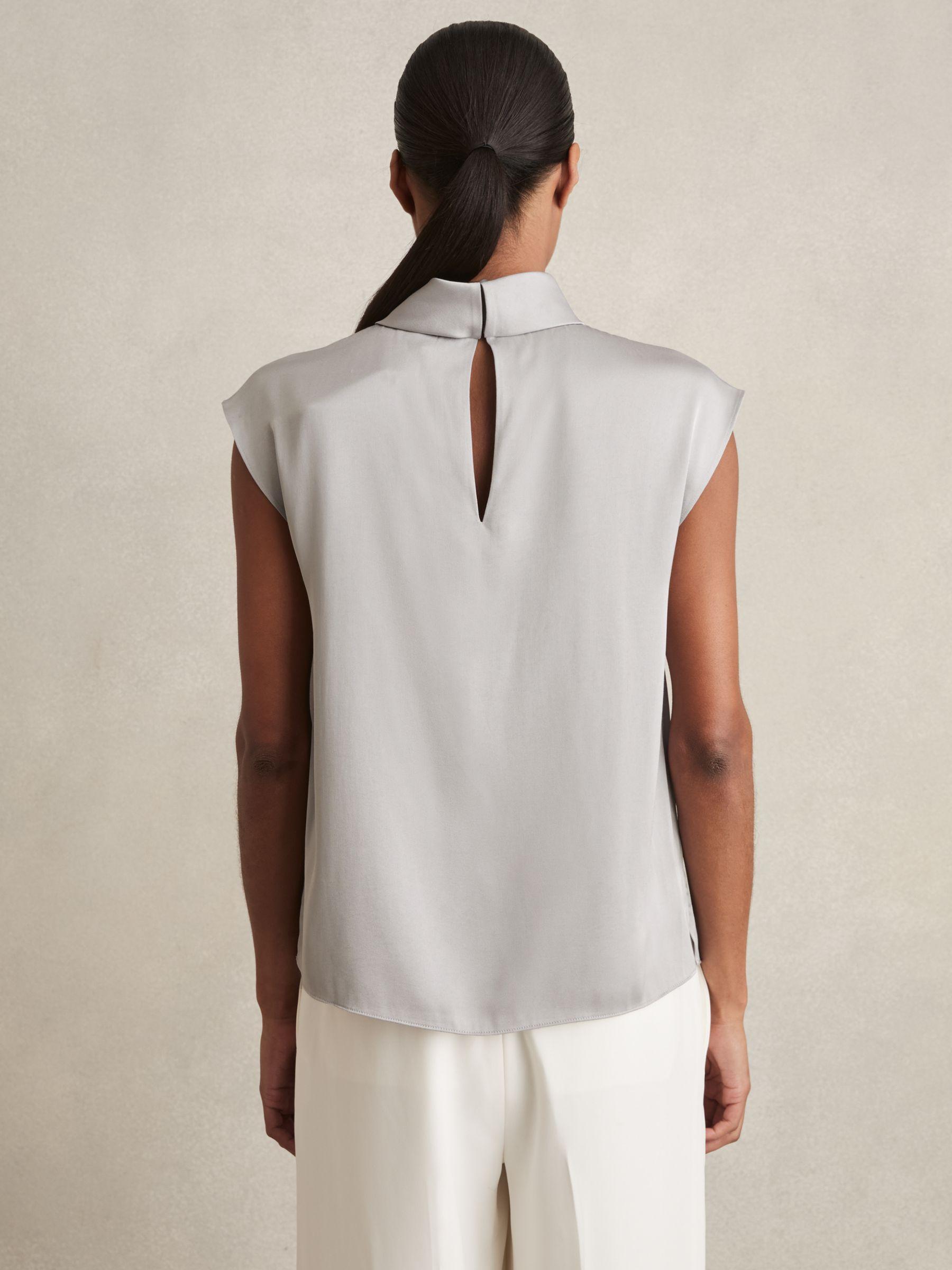 High Neck Shell Top in Grey Product Image
