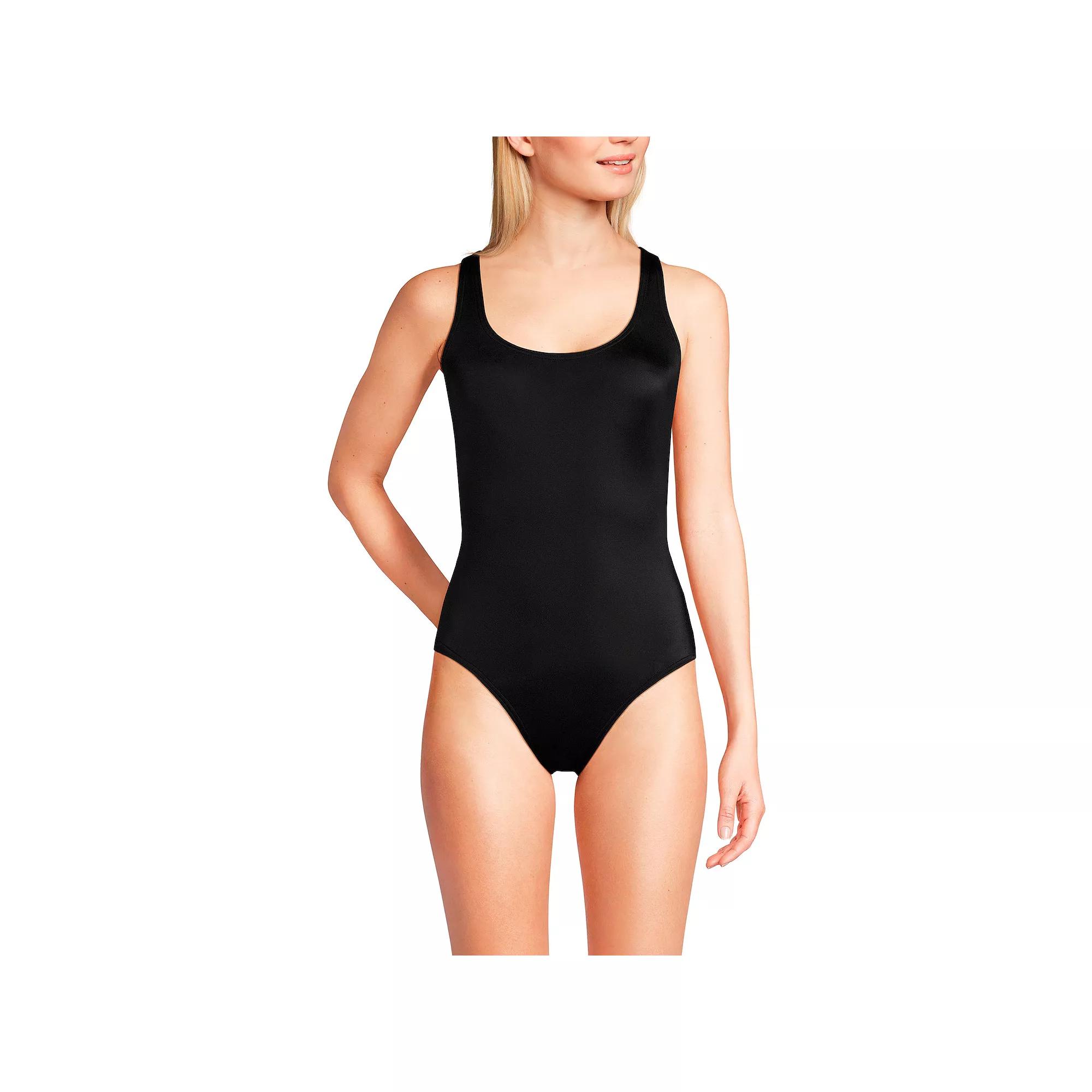 Women's Lands' End Scoop Neck X-Back Tugless One Piece Swimsuit,  Product Image