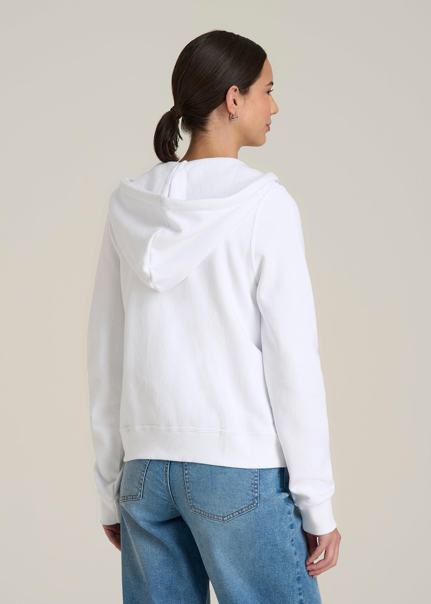 Wearever Fleece Full-Zip Hoodie for Tall Women in Optic White Female Product Image
