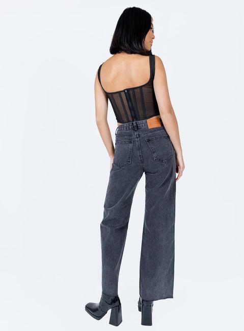 Arlington High Rise Straight Leg Denim Jeans Black Product Image