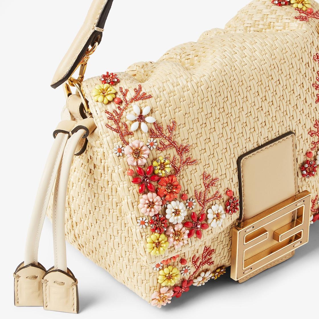 Mamma Baguette SmallWoven mini-bag with Sea Garden Flowers embroideries Product Image