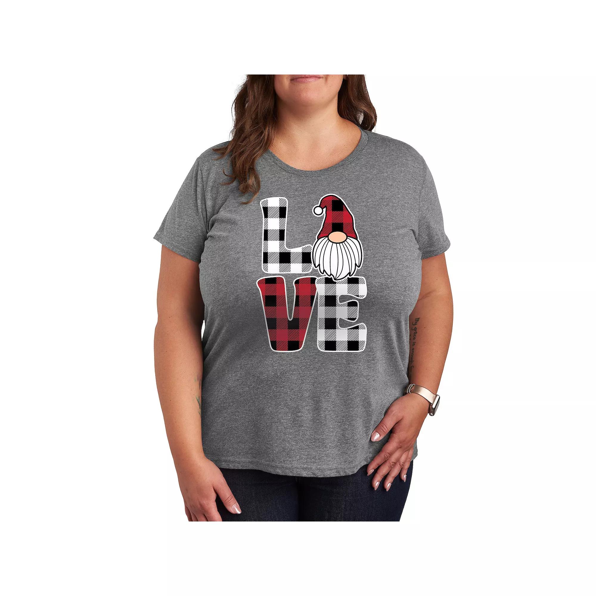 Plus Love Gnome Plaid Graphic Tee, Women's,  Product Image