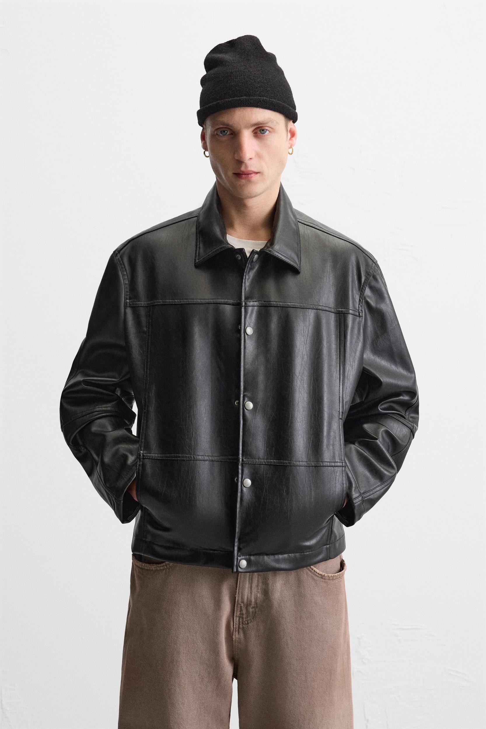 FAUX LEATHER OVERSHIRT Product Image