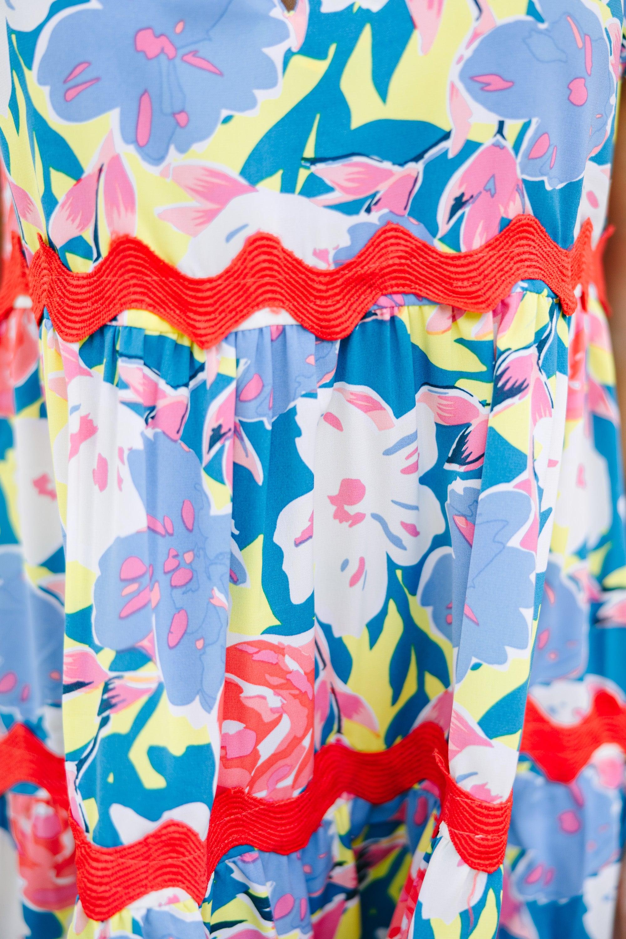 Sweet Moments Teal Green Floral Babydoll Dress Female Product Image