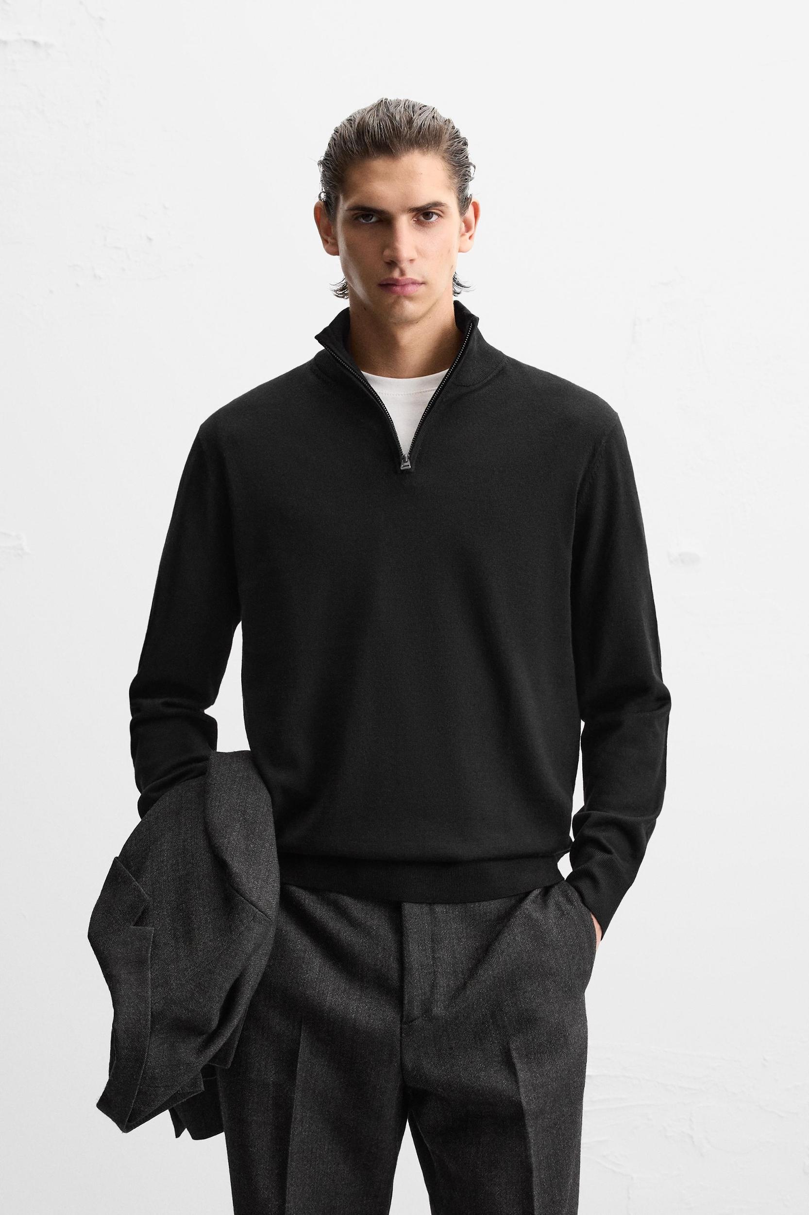 100% WOOL QUARTER ZIP SWEATER Product Image