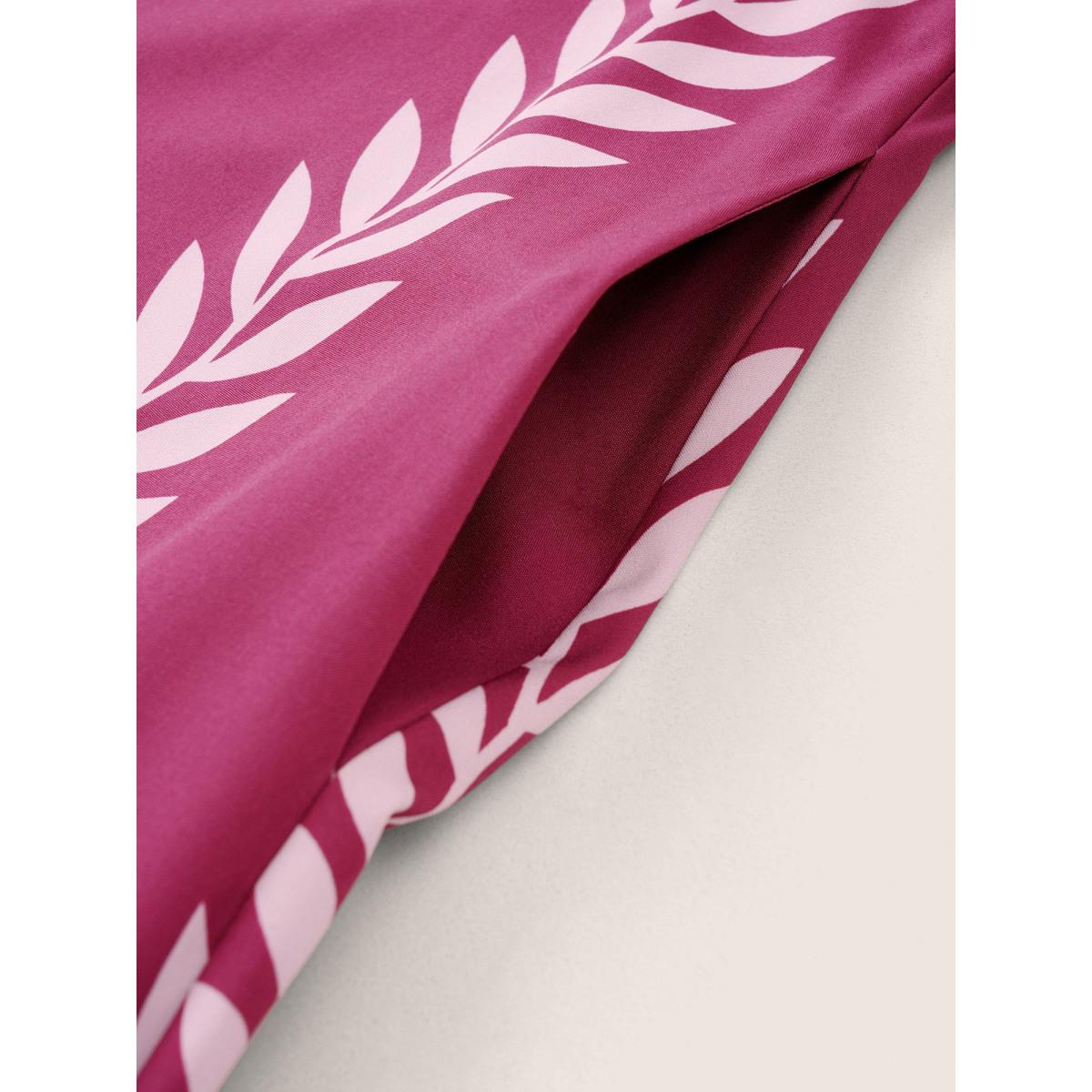 Plus Size Boh Print Notched Sleeveless Belted Dress RedViolet Women Resort Belted Flat collar with V-notch Long Sleeve Curvy Midi Dress BloomChic 28/5X Product Image