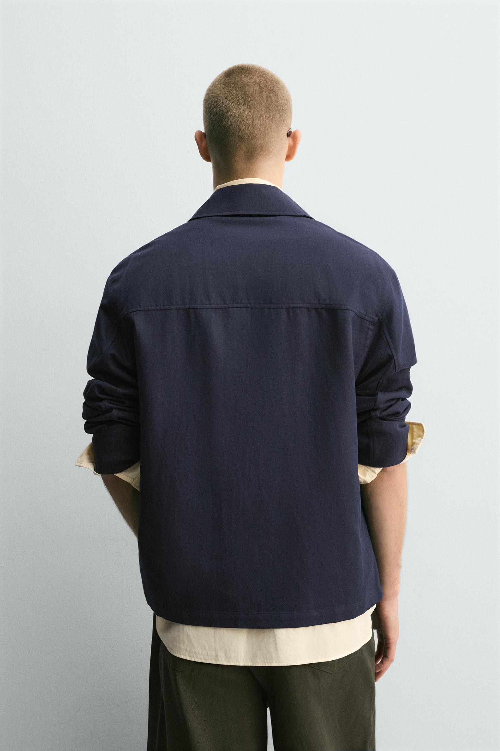 RELAXED FIT COTTON - LINEN OVERSHIRT Product Image