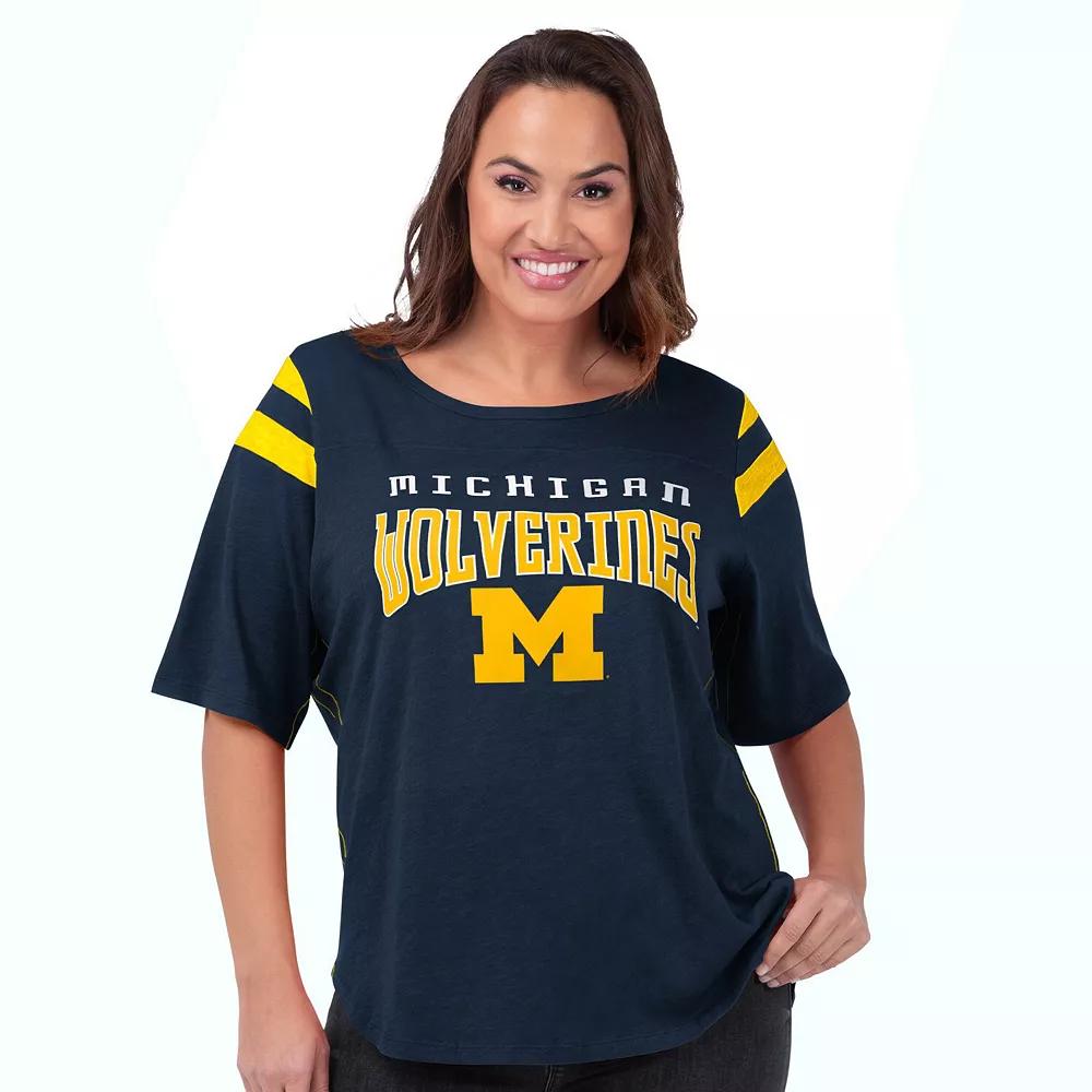 Women's G-III 4Her by Carl Banks Navy Michigan Wolverines Linebacker T-Shirt,  Product Image