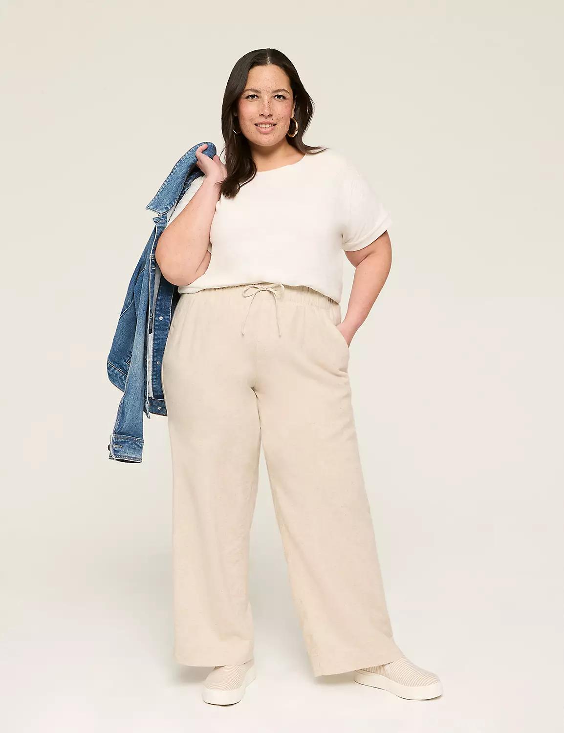 Embroidered-Shoulder Crew-Neck Top Product Image