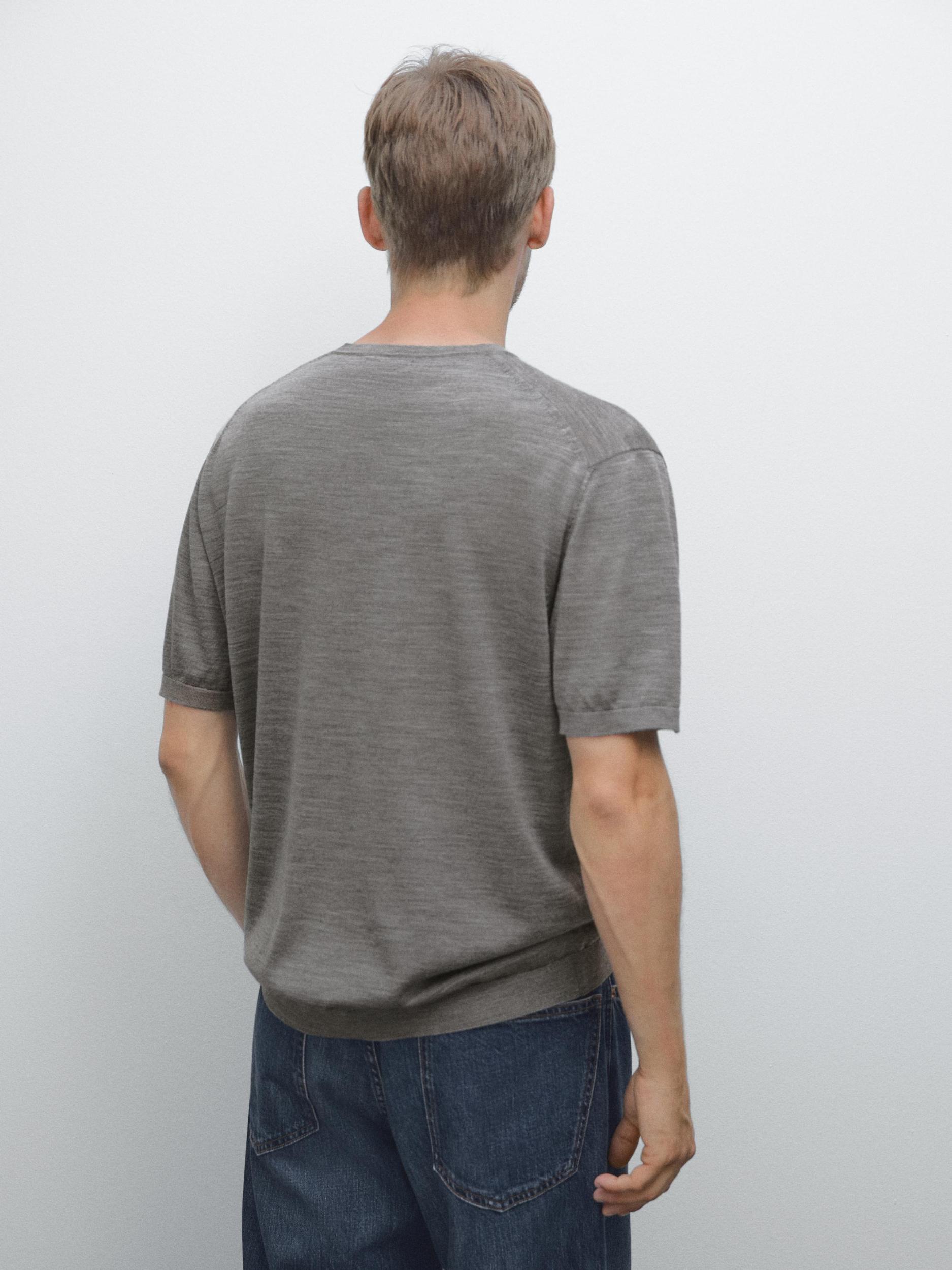 Short sleeve knit wool blend T-shirt Product Image