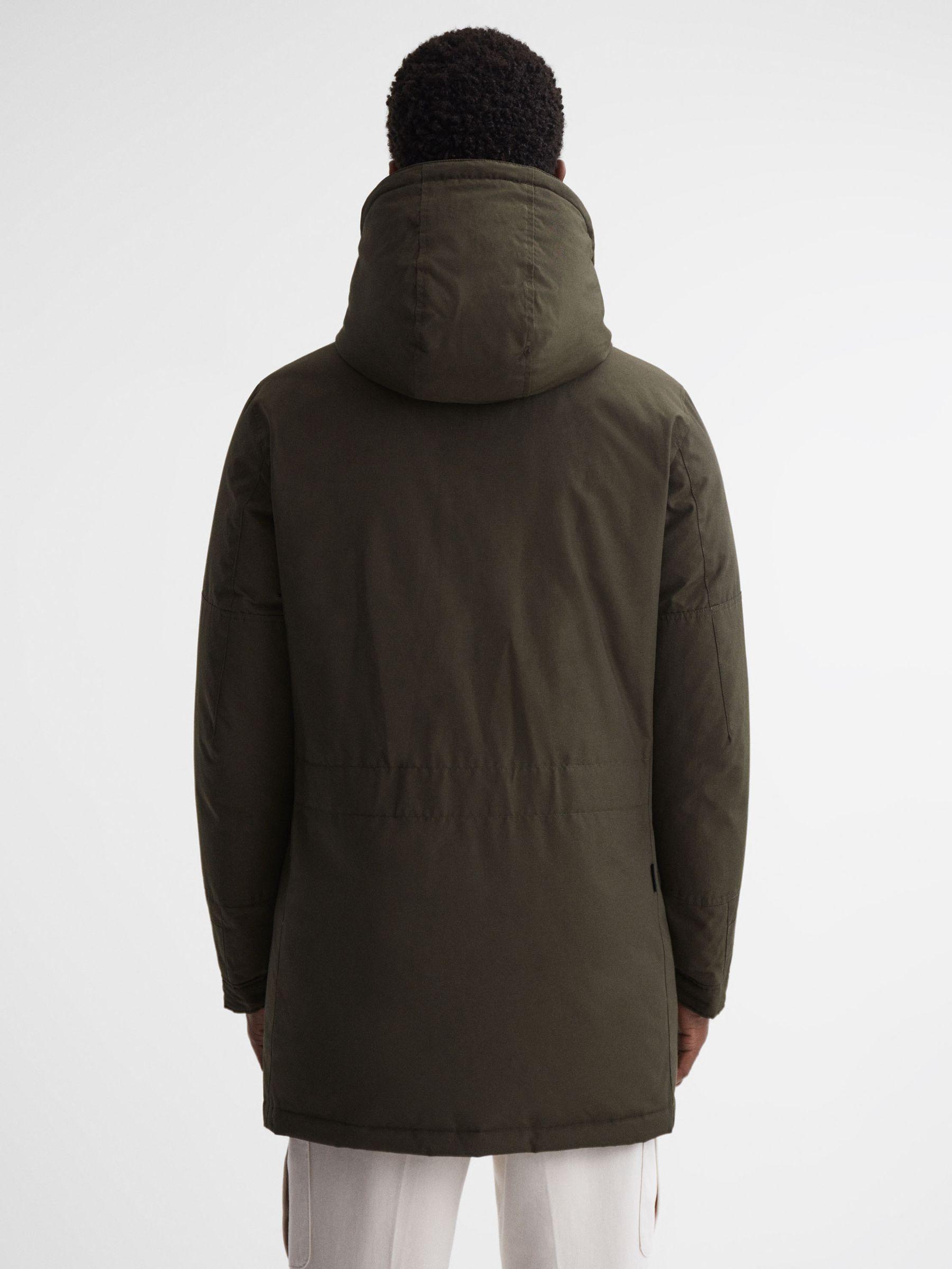 Woolrich Hooded Parka Coat in Dark Green Product Image