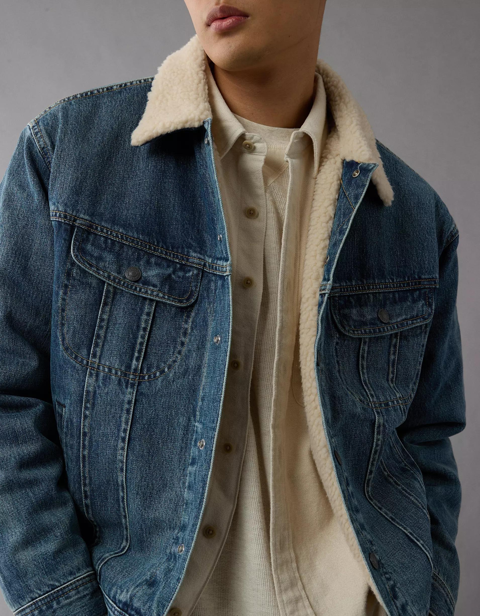AE Sherpa Denim Trucker Jacket Product Image