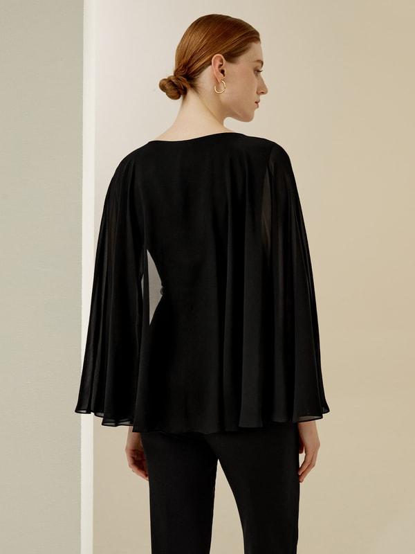 Crewneck Cape-Style Blouse Product Image