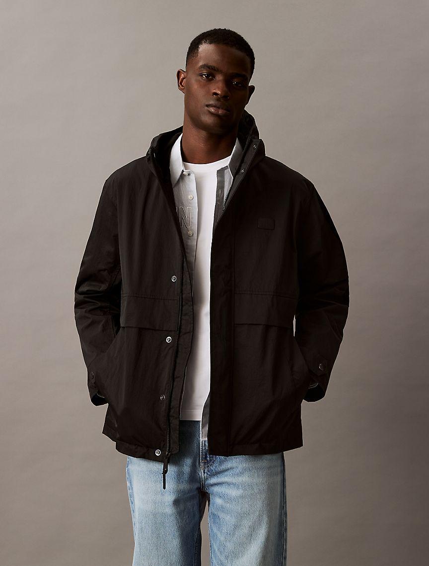 Crinkle Nylon Hooded Windbreaker Jacket Product Image