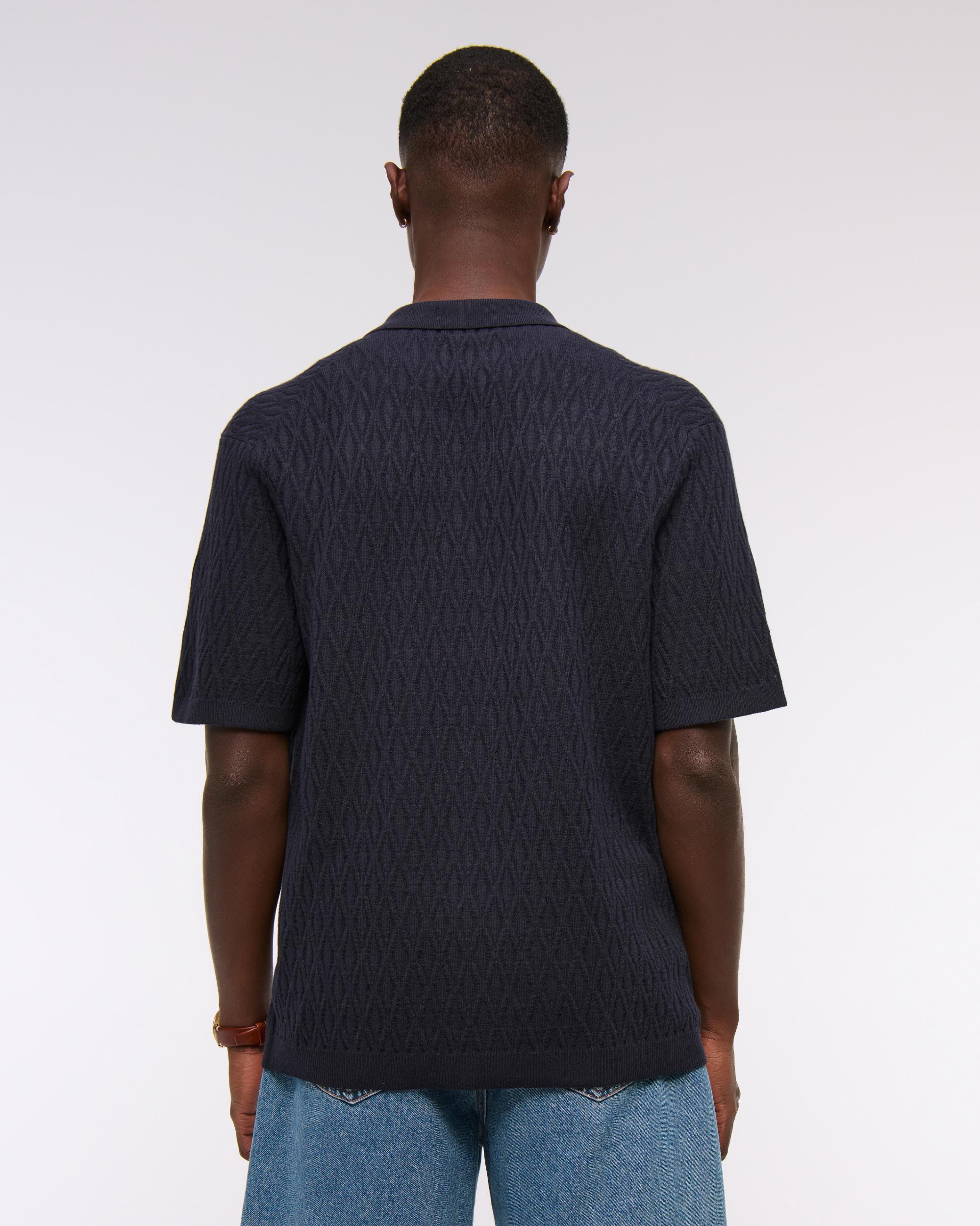 Jacquard Pattern Button-Through Sweater Polo Product Image
