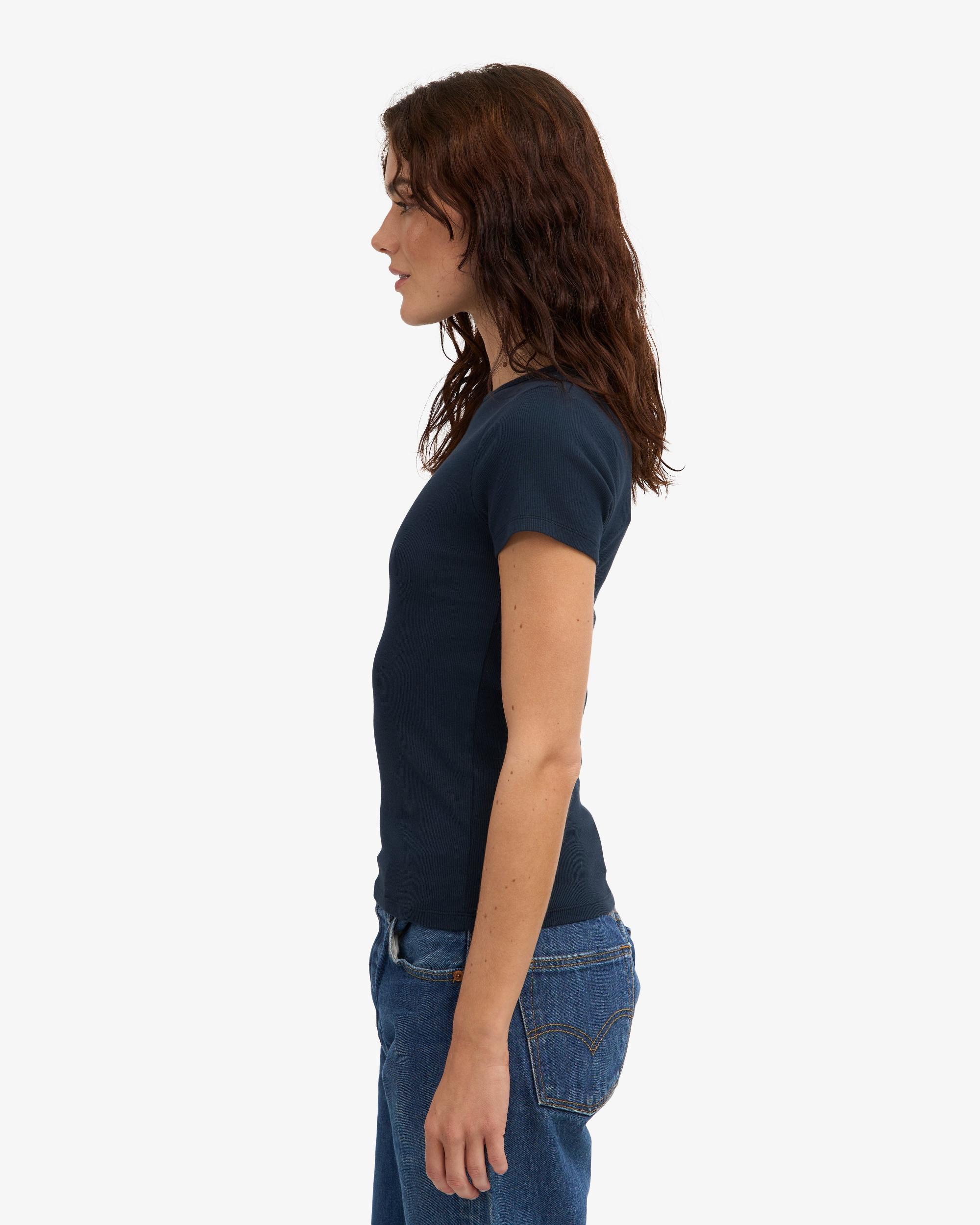 Organic Rib T-Shirt - Navy Blue Product Image