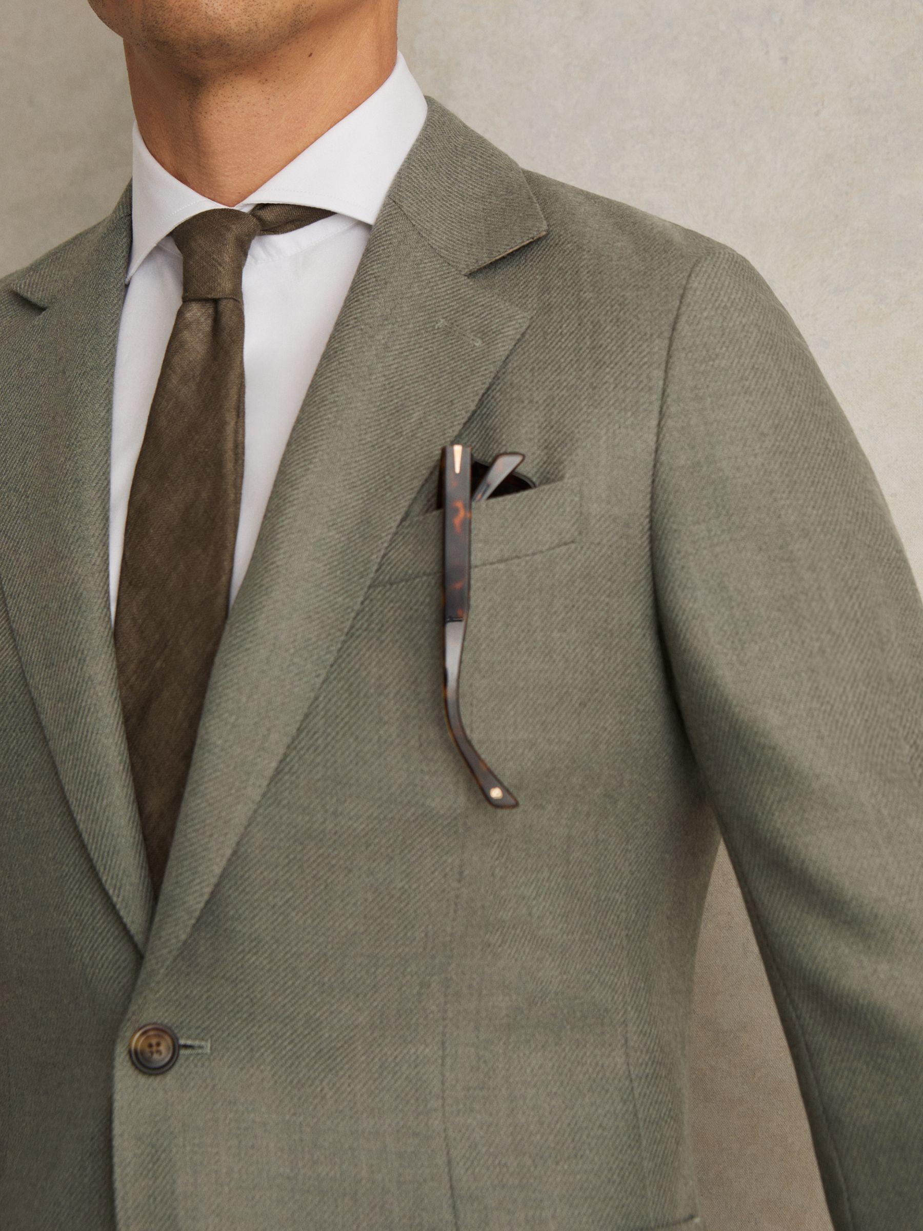 Wool-Blend Single-Breasted Blazer Slim-Fit in Sage Green Product Image