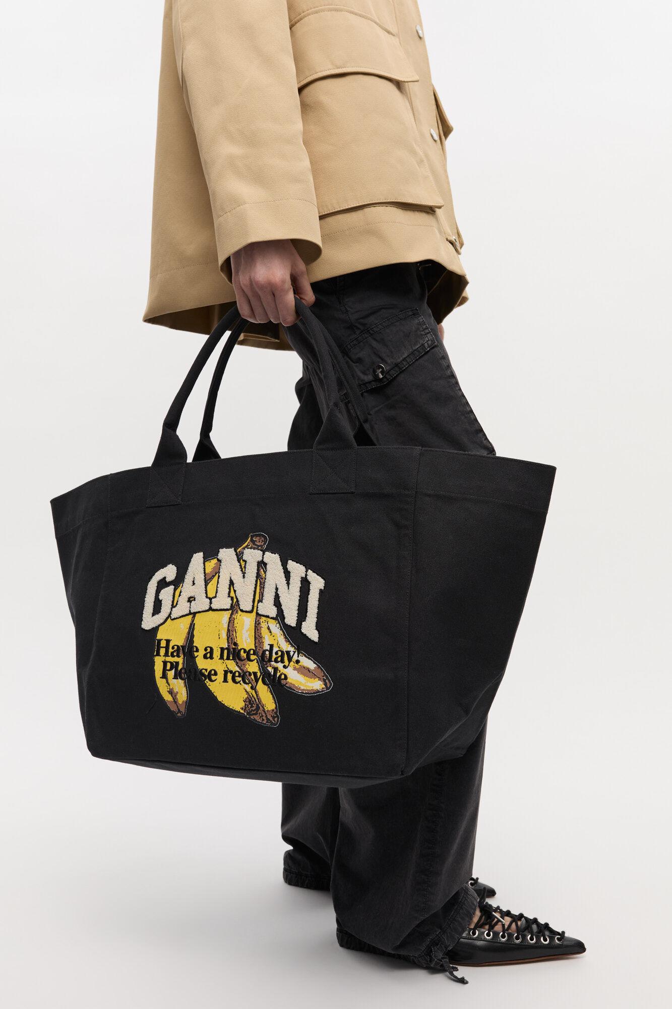 Black XXL Banana Print Tote Product Image