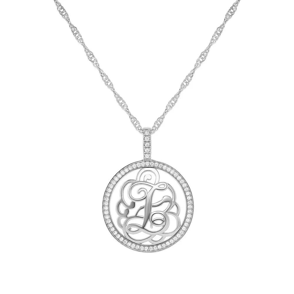 PRIMROSE Cubic Zirconia Initial Coin Pendant Necklace, Women's, Size: 18-20" ADJ, Silver Tone Z Product Image