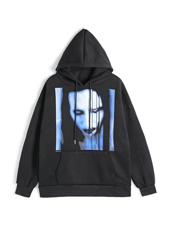Men's Rock Character Print Oversized Hoodie Product Image