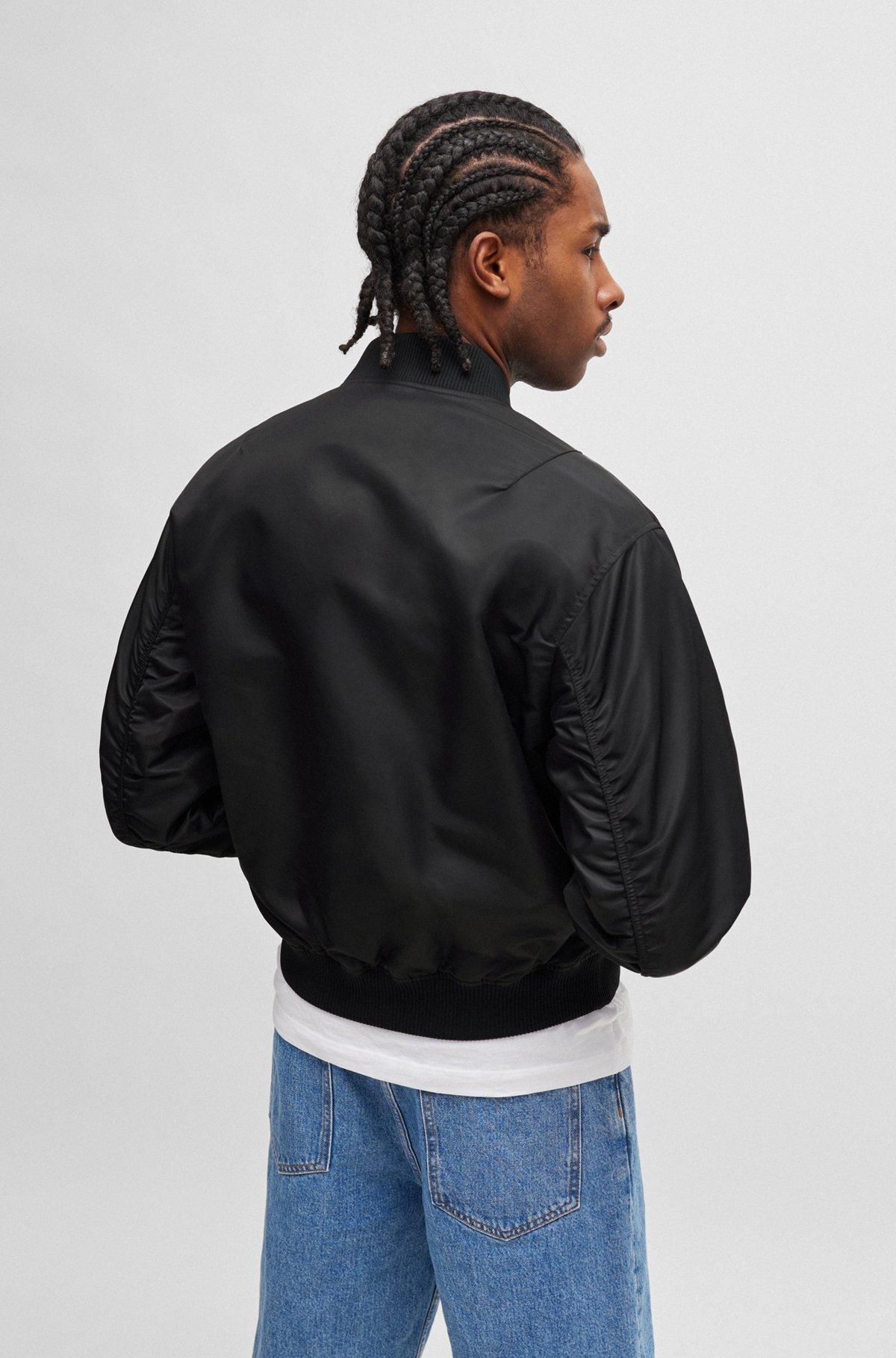 HUGO - Water-repellent bomber jacket with branded zip puller - Black Product Image
