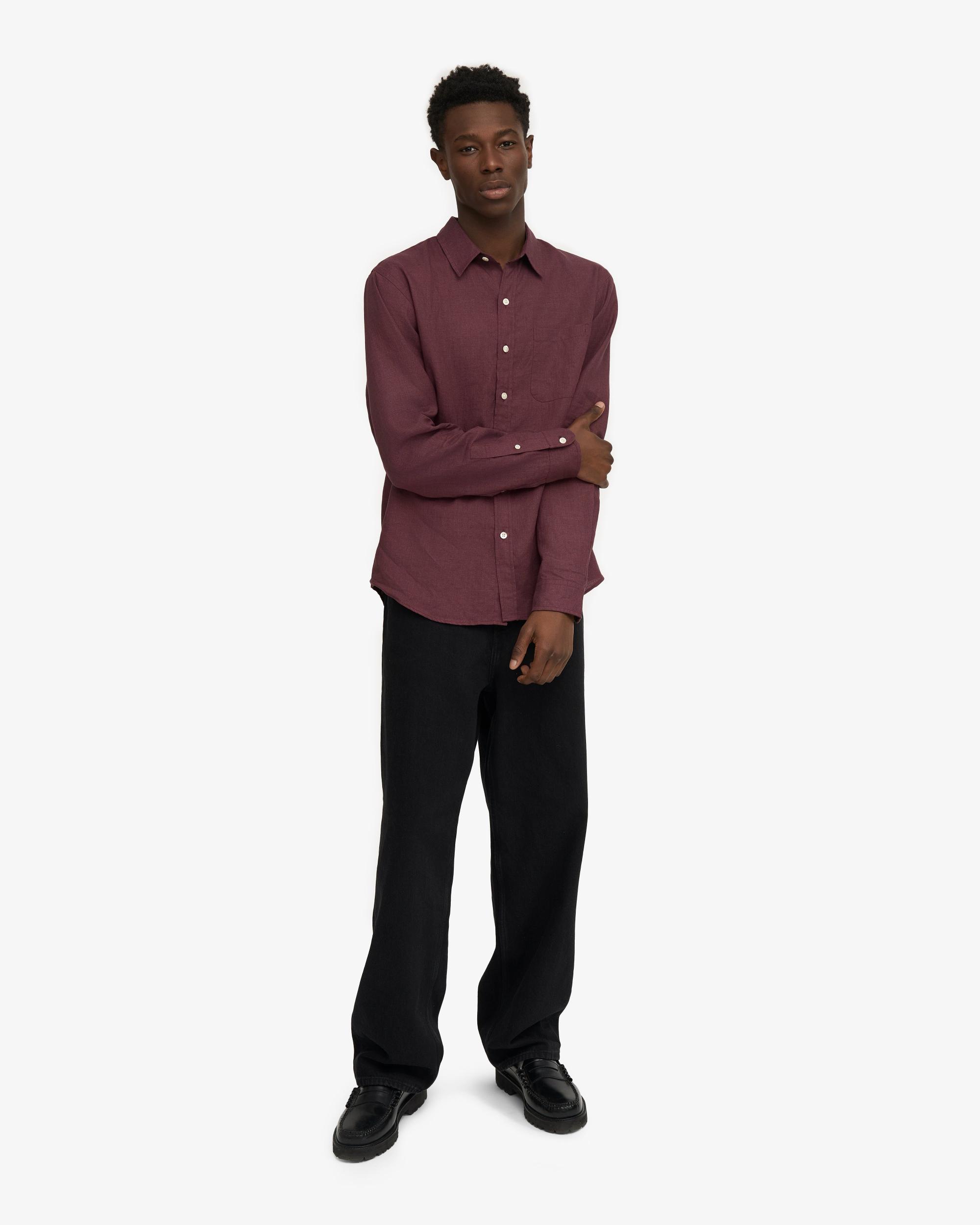 Linen Shirt - Oxblood Red Product Image