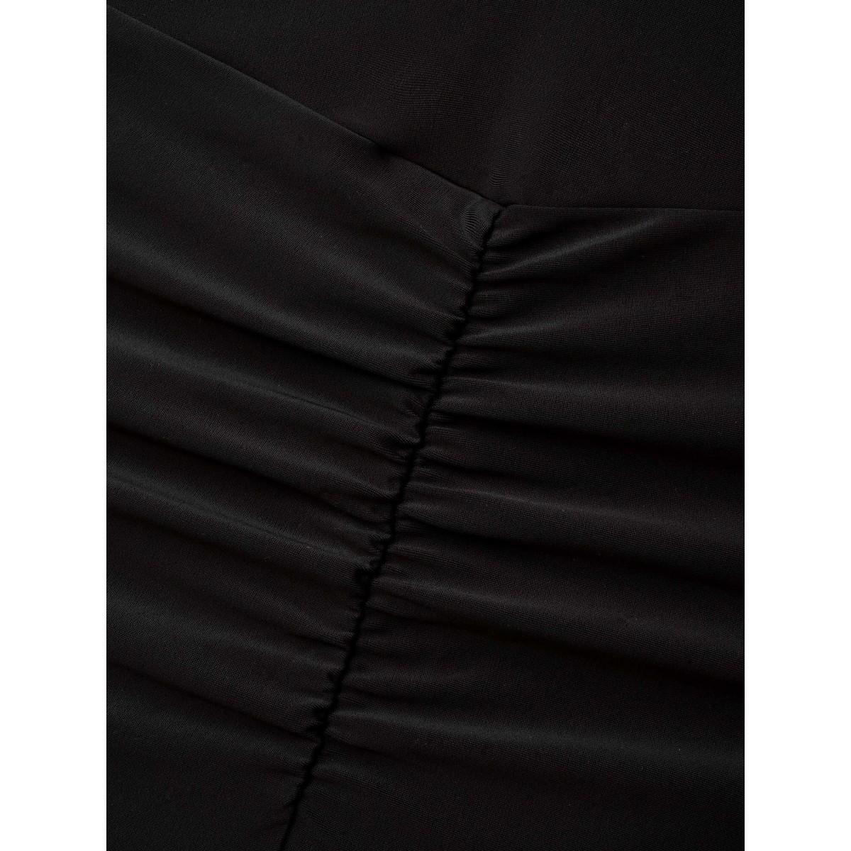 Plus Size High-Waisted Ruched Pocket Swim Bottoms Women's Swimwear Black Resort Gathered High stretch Skinny High Rise Side seam pocket Curve Swim Bottoms BloomChic 28/5X Product Image