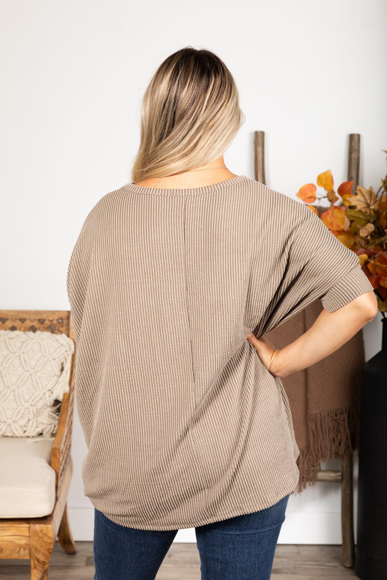 Solid Raised Ribbed Dolman Sleeve Knit Top Product Image