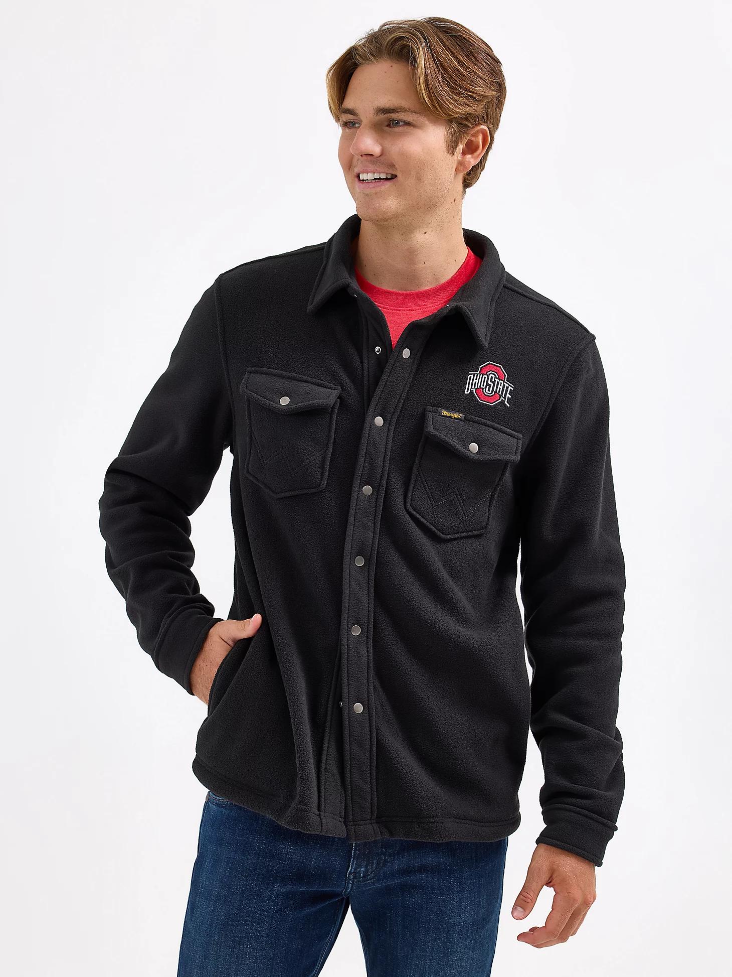 Men's Wrangler Collegiate Fleece Western Snap Jacket | Men's JACKETS & OUTERWEAR | Wrangler® Product Image