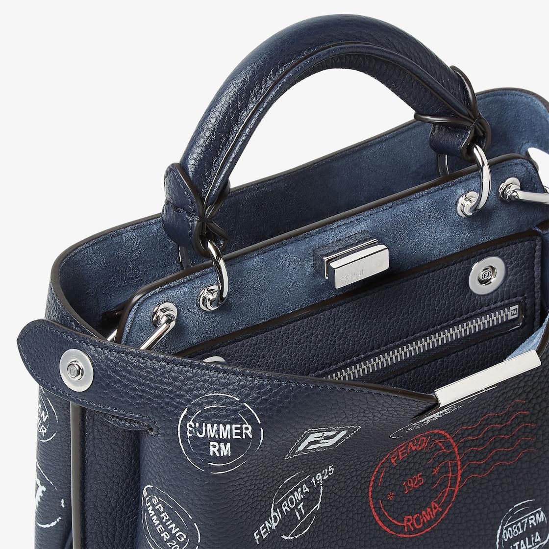 Peekaboo Soft SmallMidnight blue printed leather bag Product Image