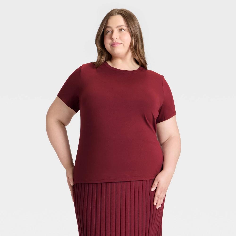 Women's Short Sleeve T-Shirt - A New Day™ Brown L Product Image