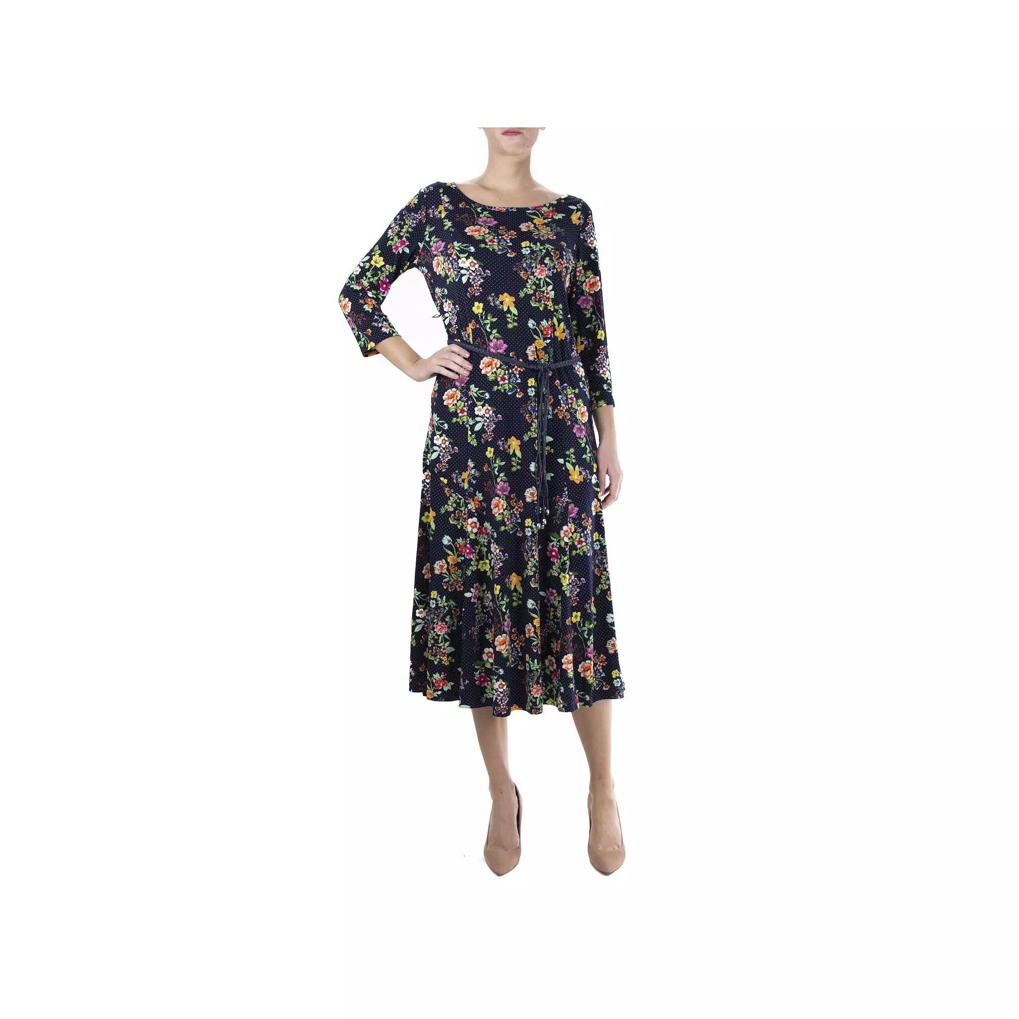 Women's Nina Leonard Sylvania Floral Midi Dress, Size: Small, Pink Product Image