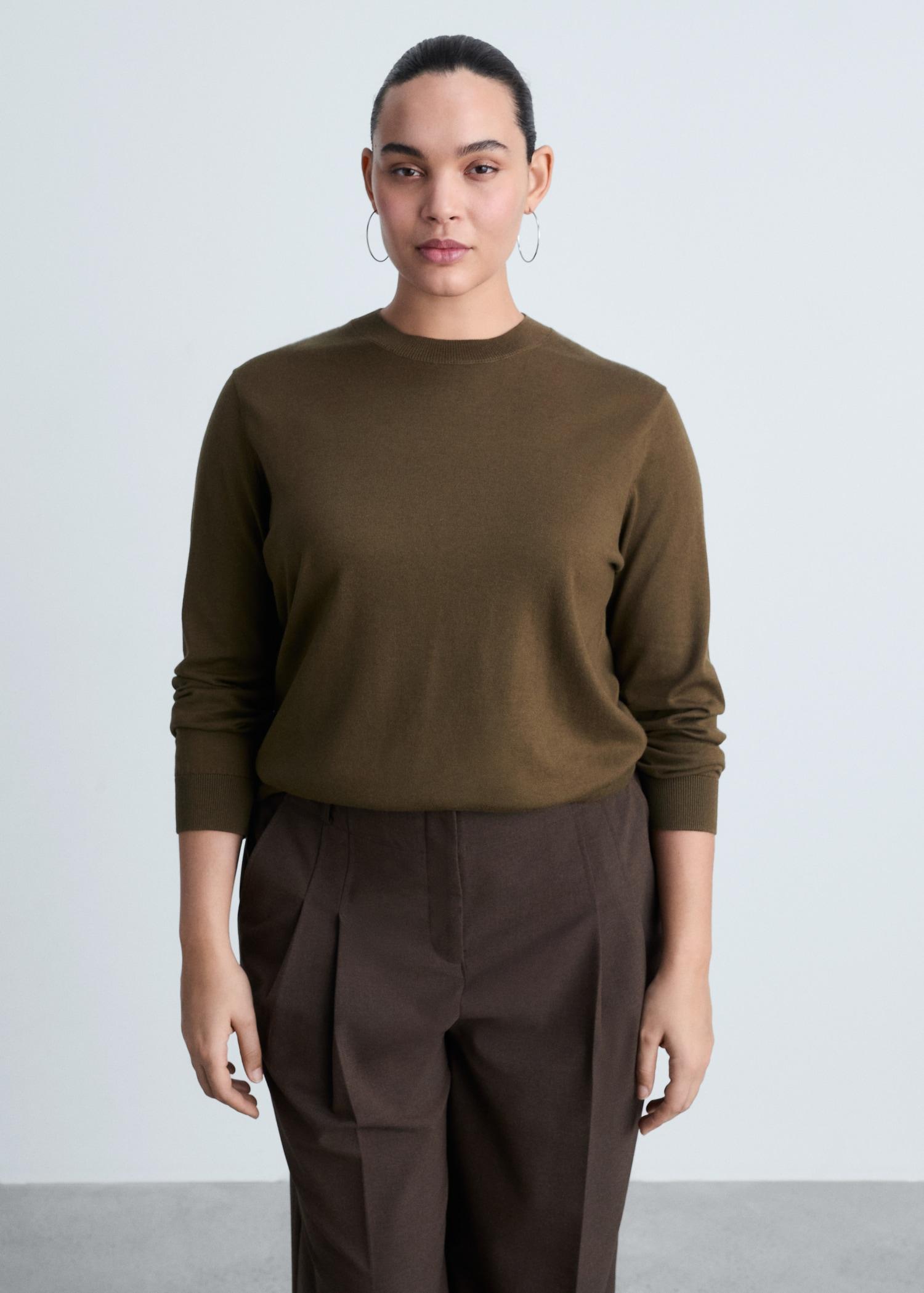 Silk-blend knitted sweater - Women | MANGO USA Product Image
