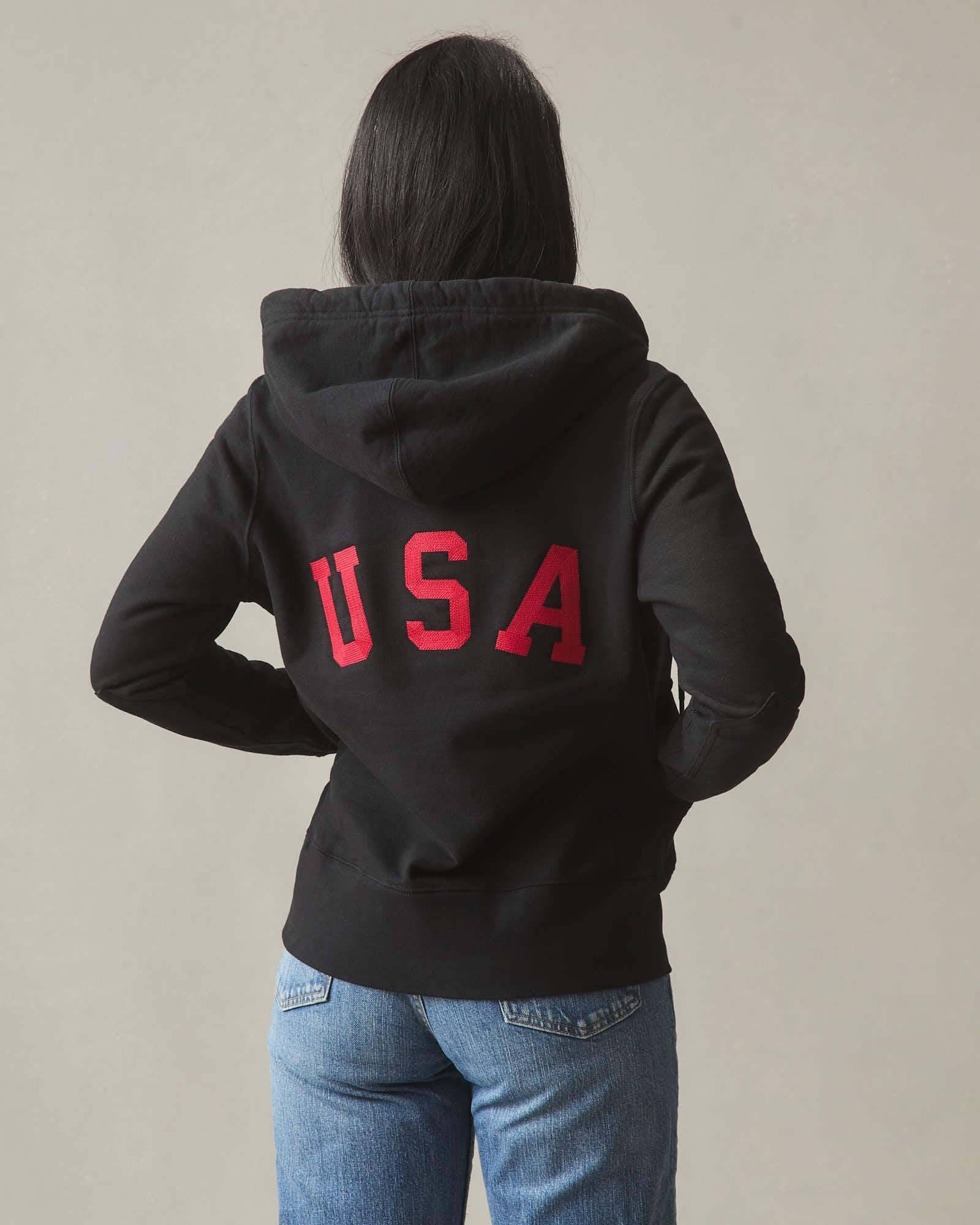 Women's Classic Full Zip USA Embroidery - Black Product Image