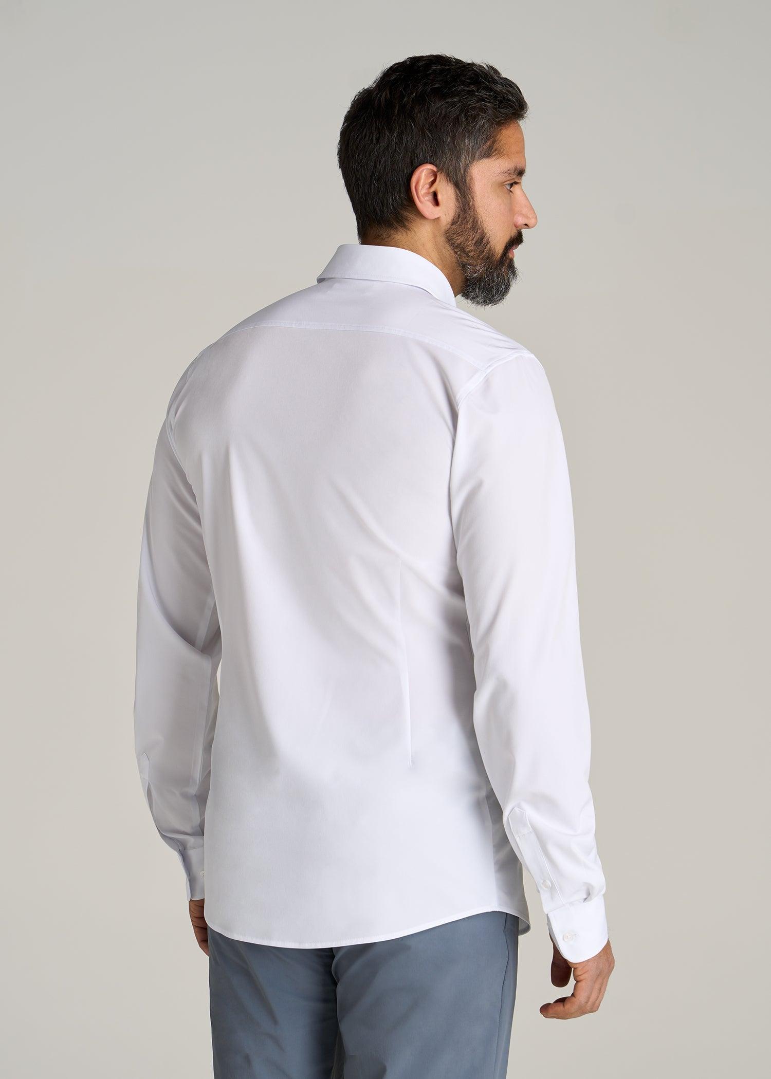 Traveler Stretch Dress Shirt for Tall Men in White Male Product Image