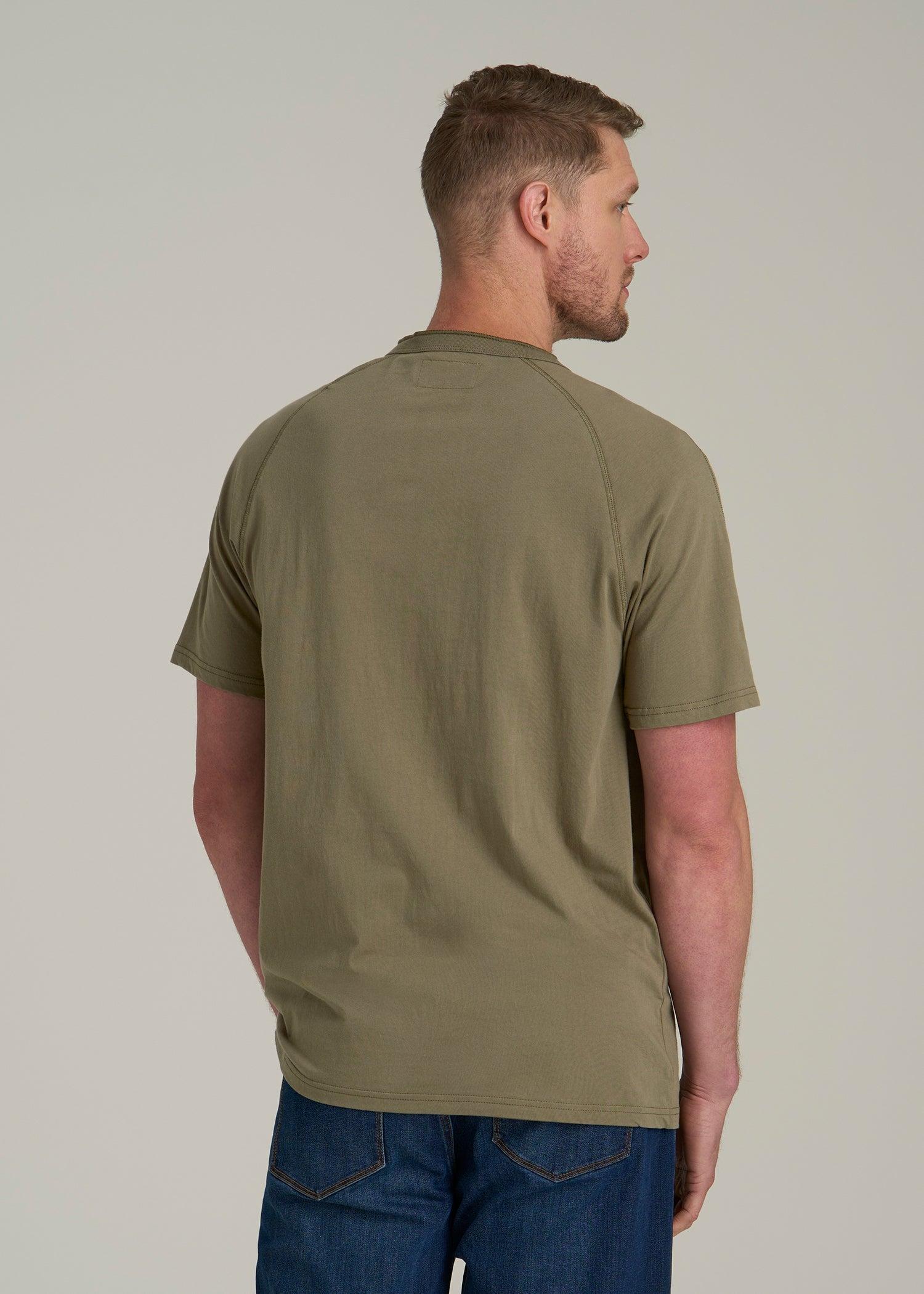 LJ&S REGULAR-FIT Jersey Henley Tee for Tall Men in Vintage Moss Green Male Product Image