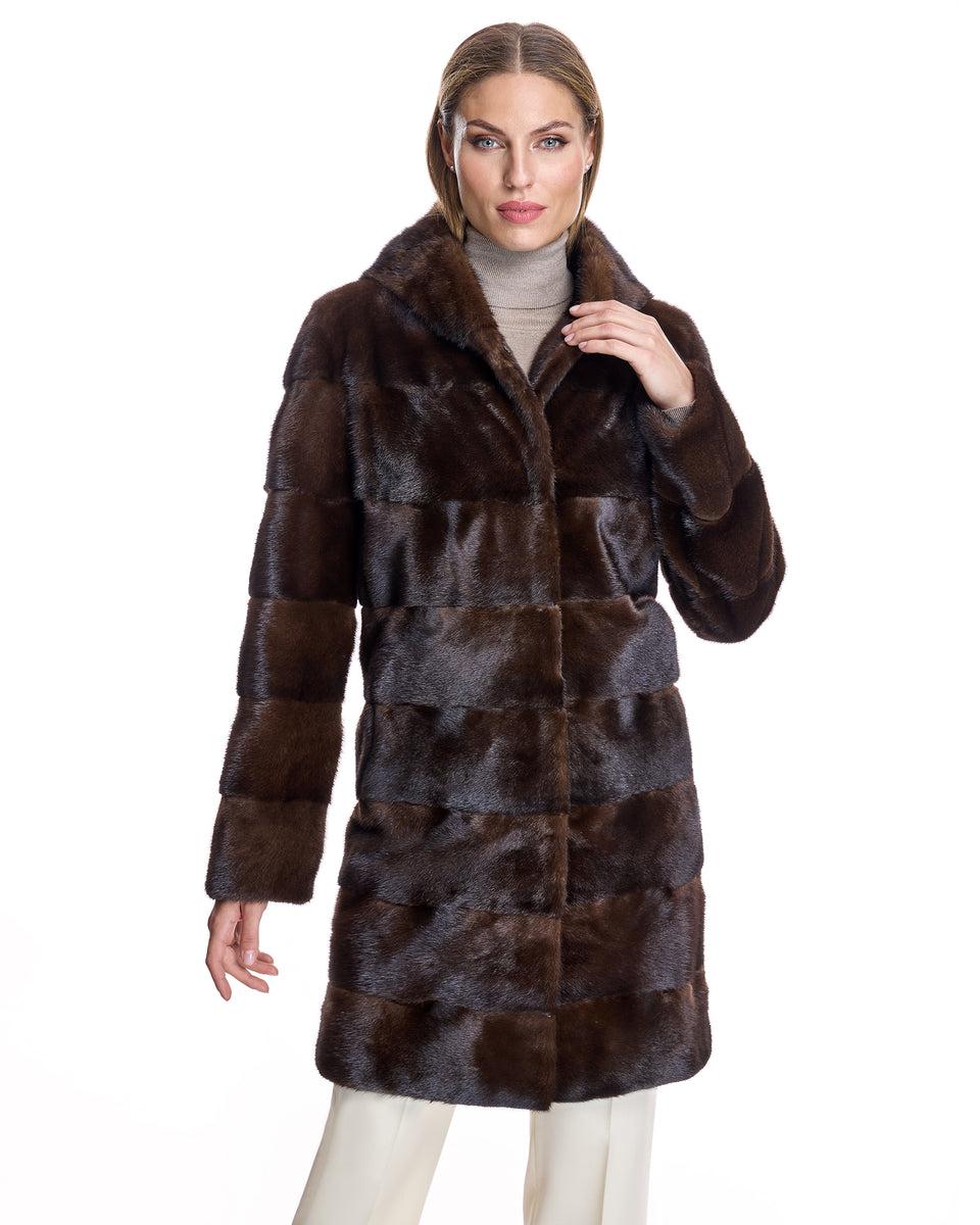 Horizontal Hooded Mink Coat Product Image